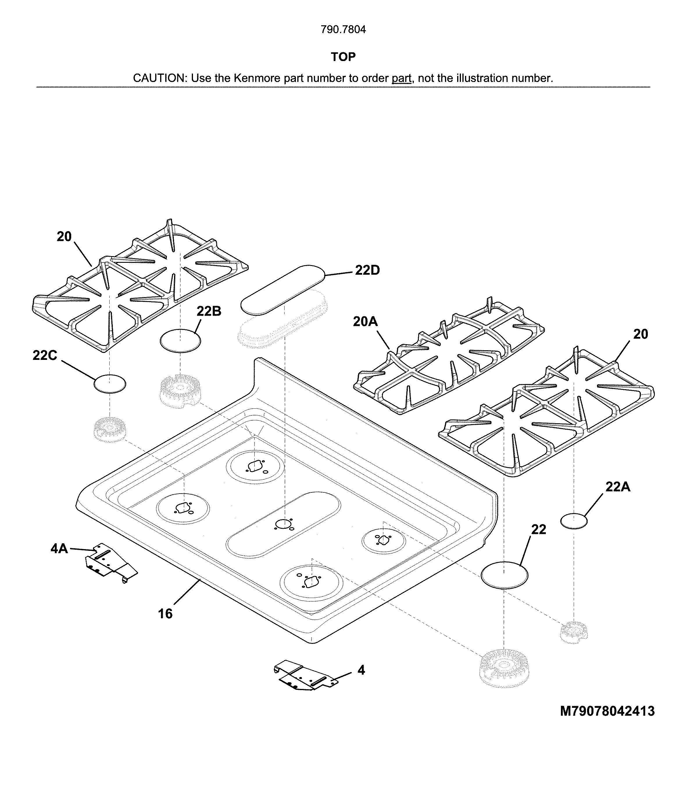 Kenmore 79078049414 top diagram