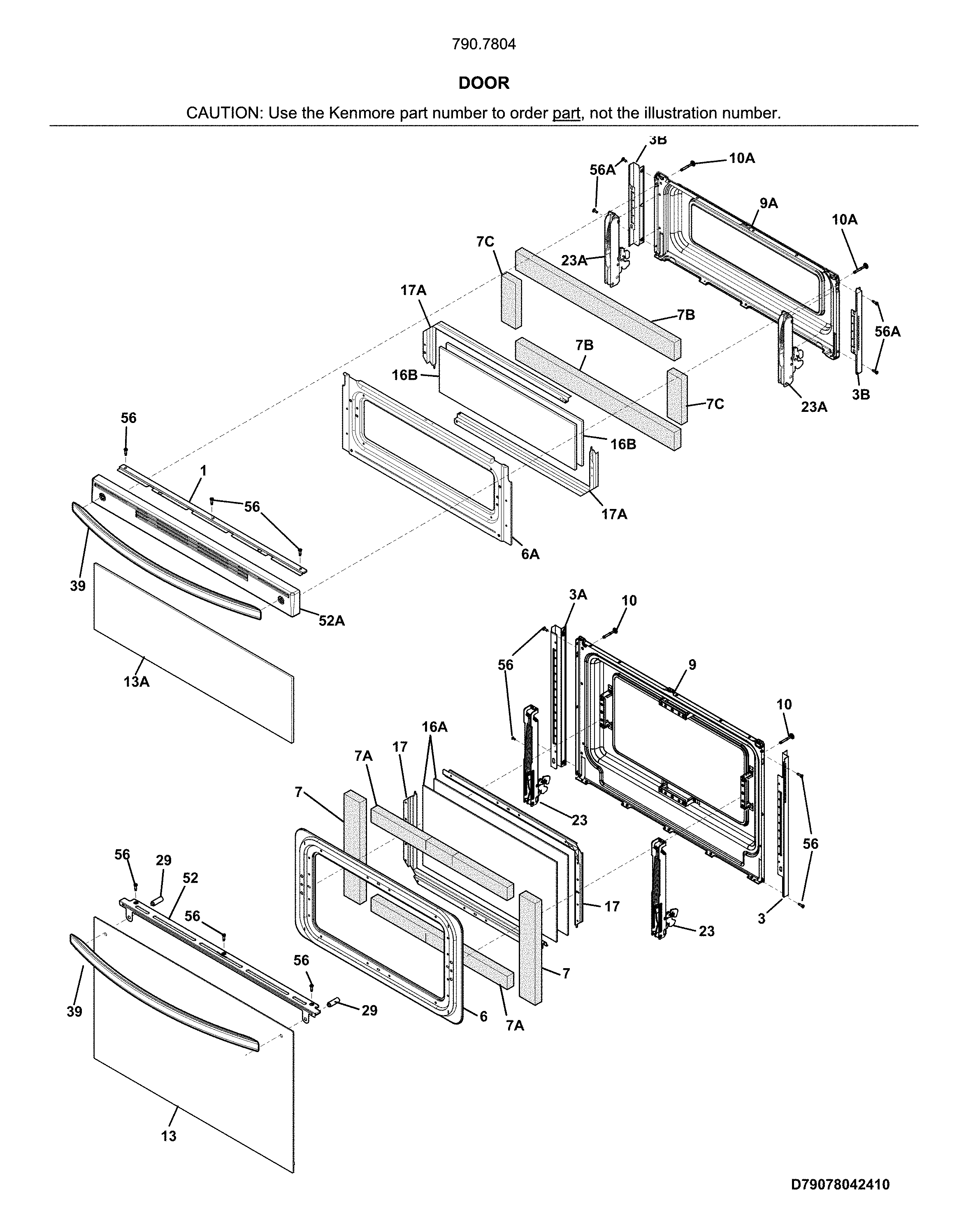 Kenmore 79078049414 door diagram