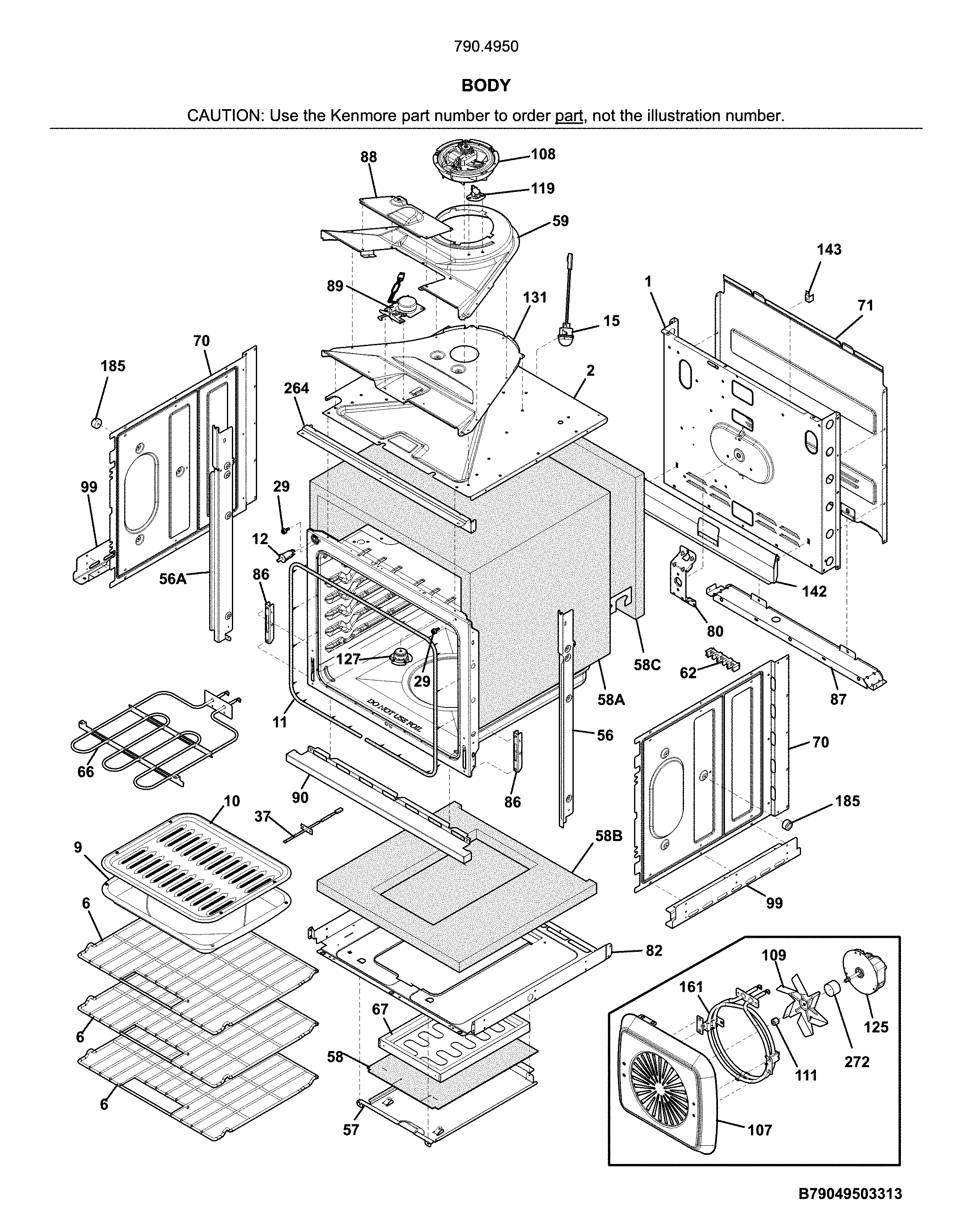 Kenmore 79049502314 body diagram