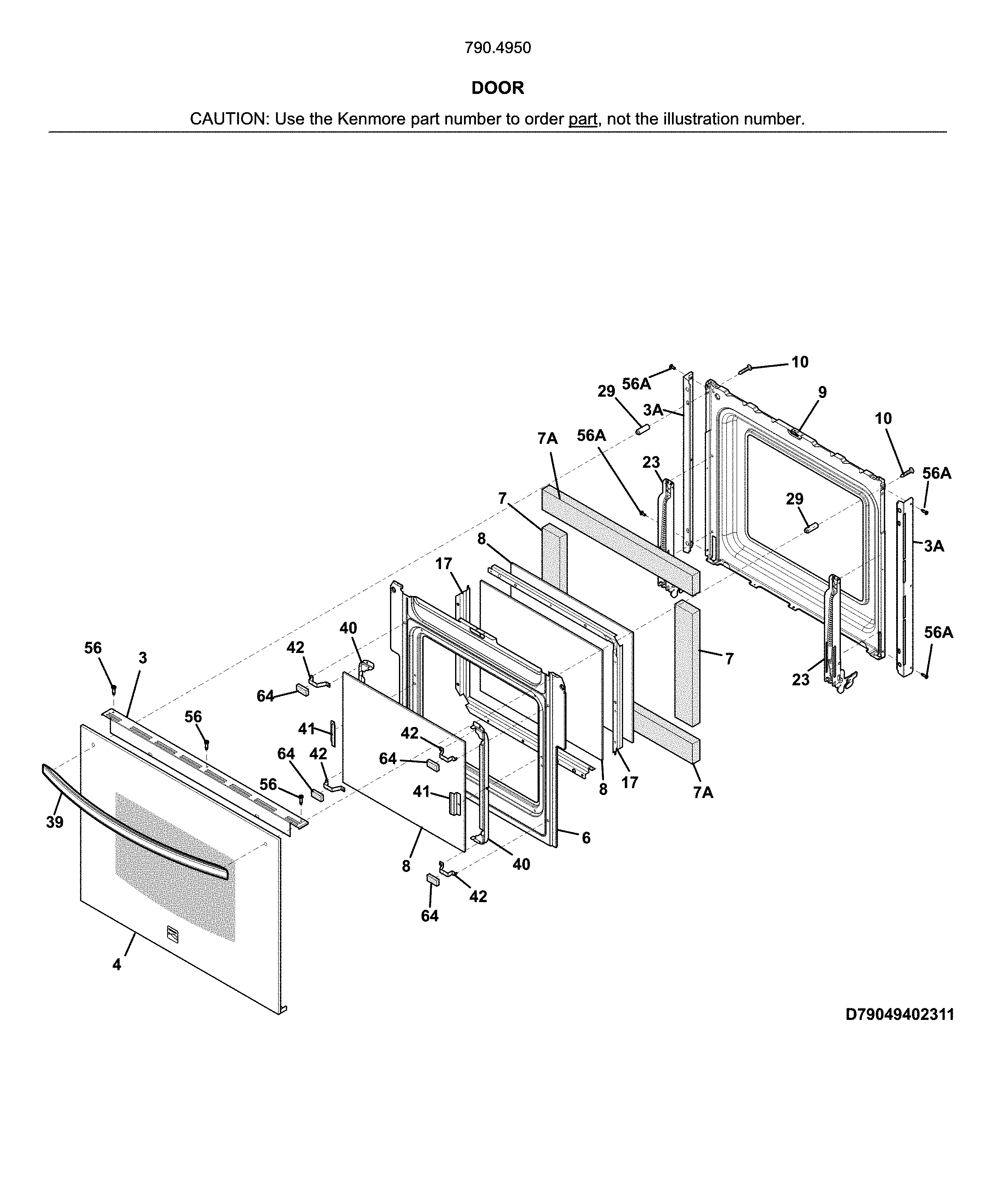 Kenmore 79049502314 door diagram