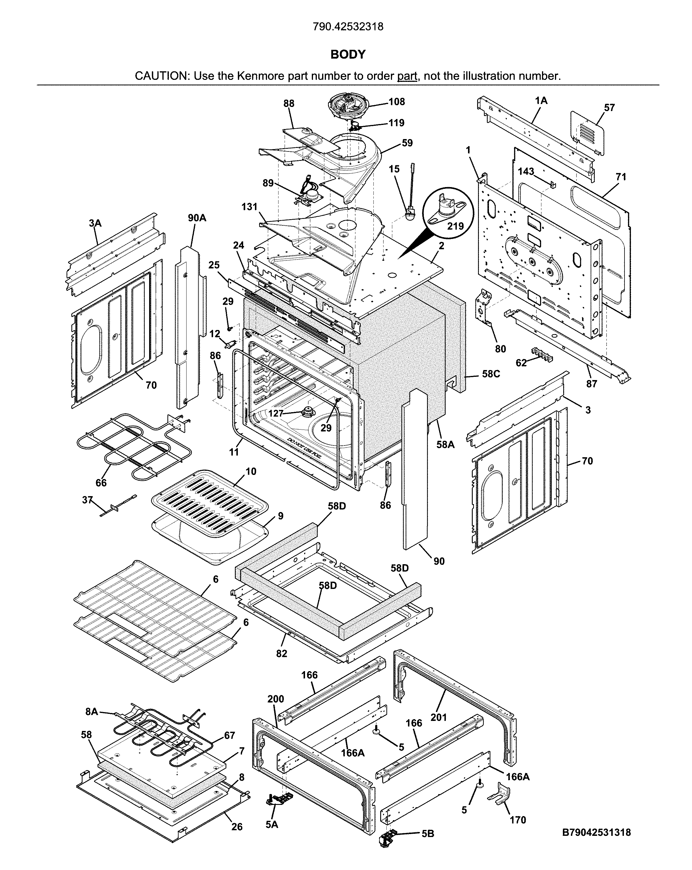 Kenmore 79042532318 body diagram