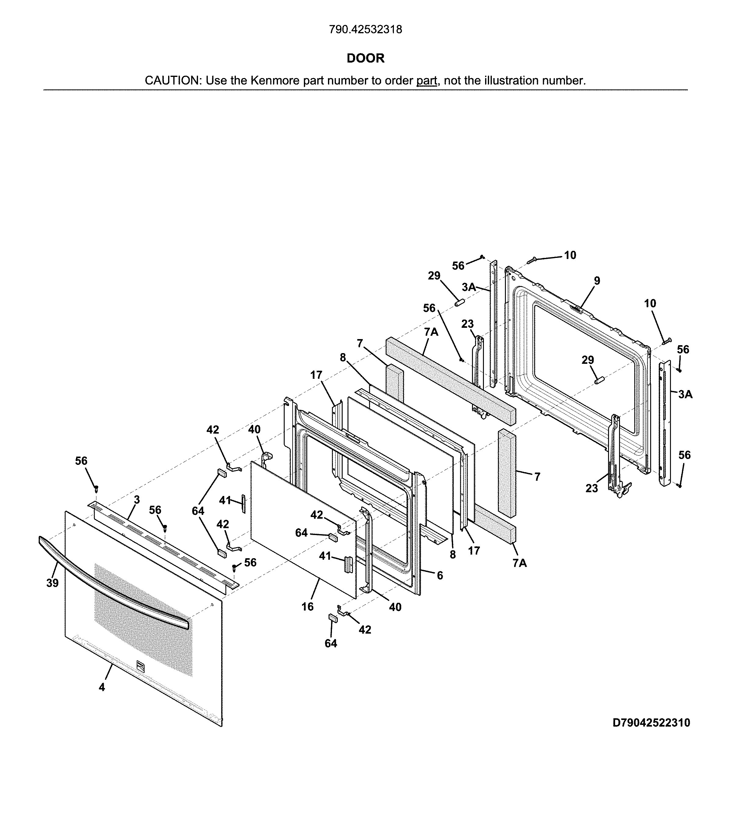 Kenmore 79042532318 door diagram