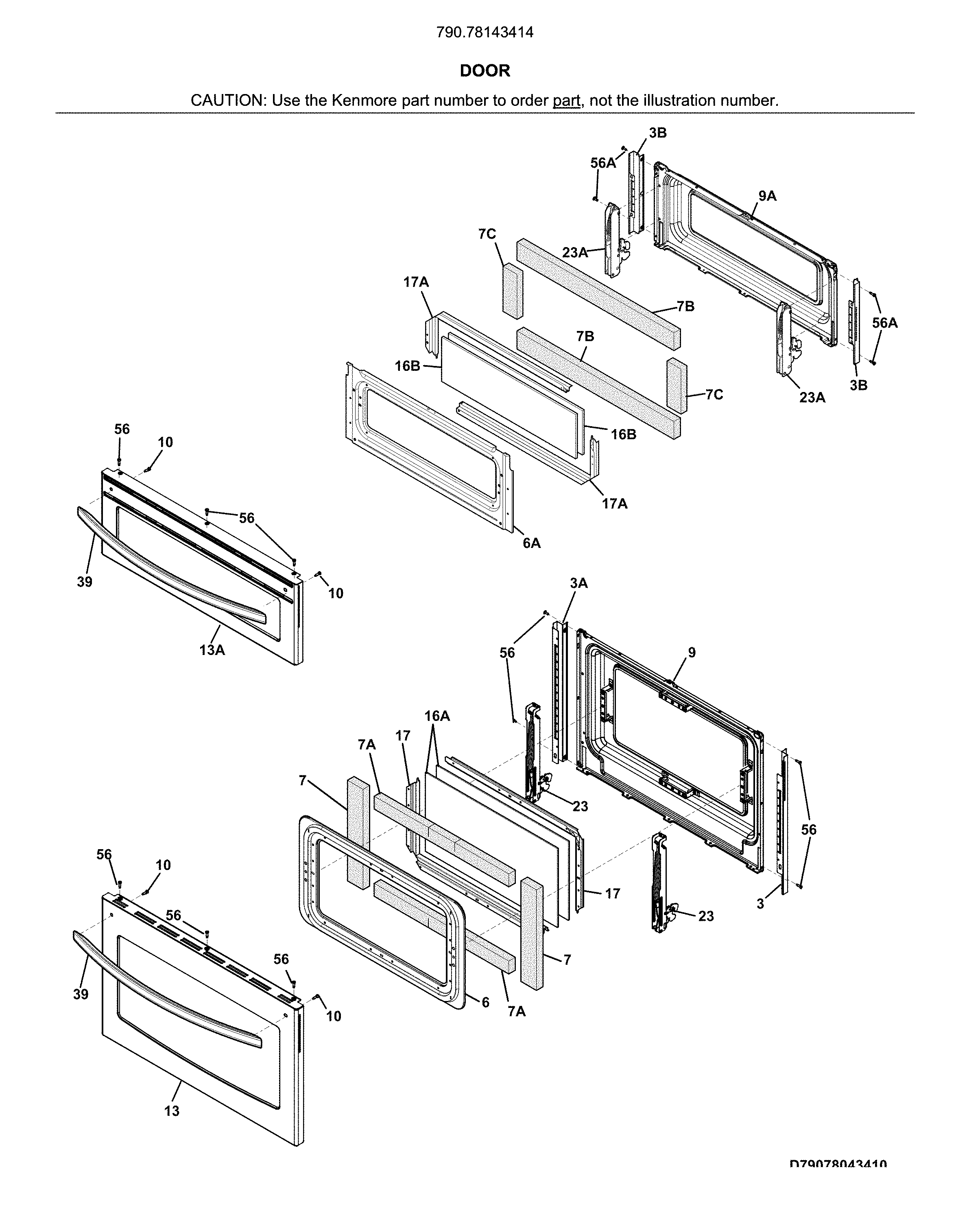 Kenmore 79078143414 door diagram