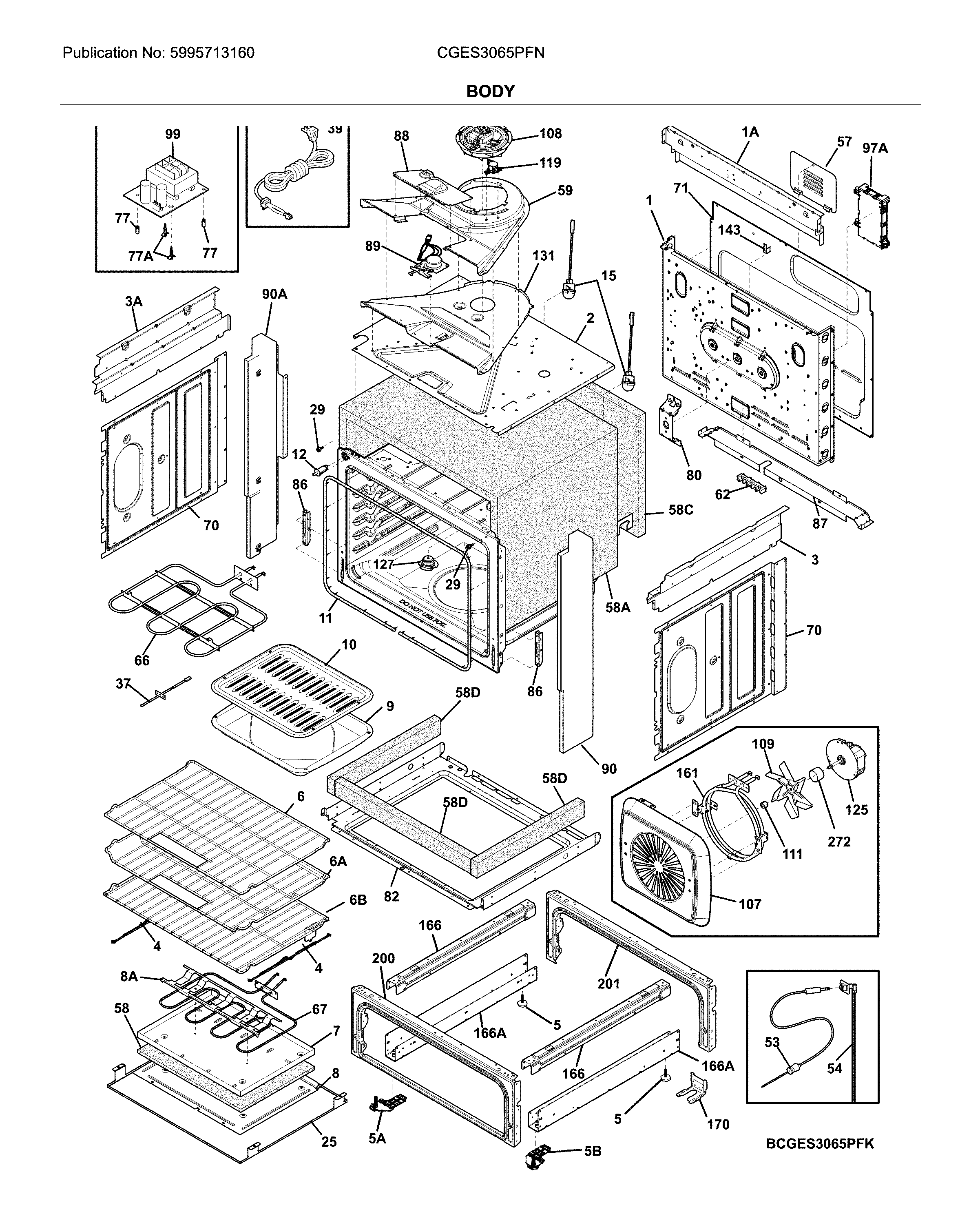 Frigidaire CGES3065PFN body diagram