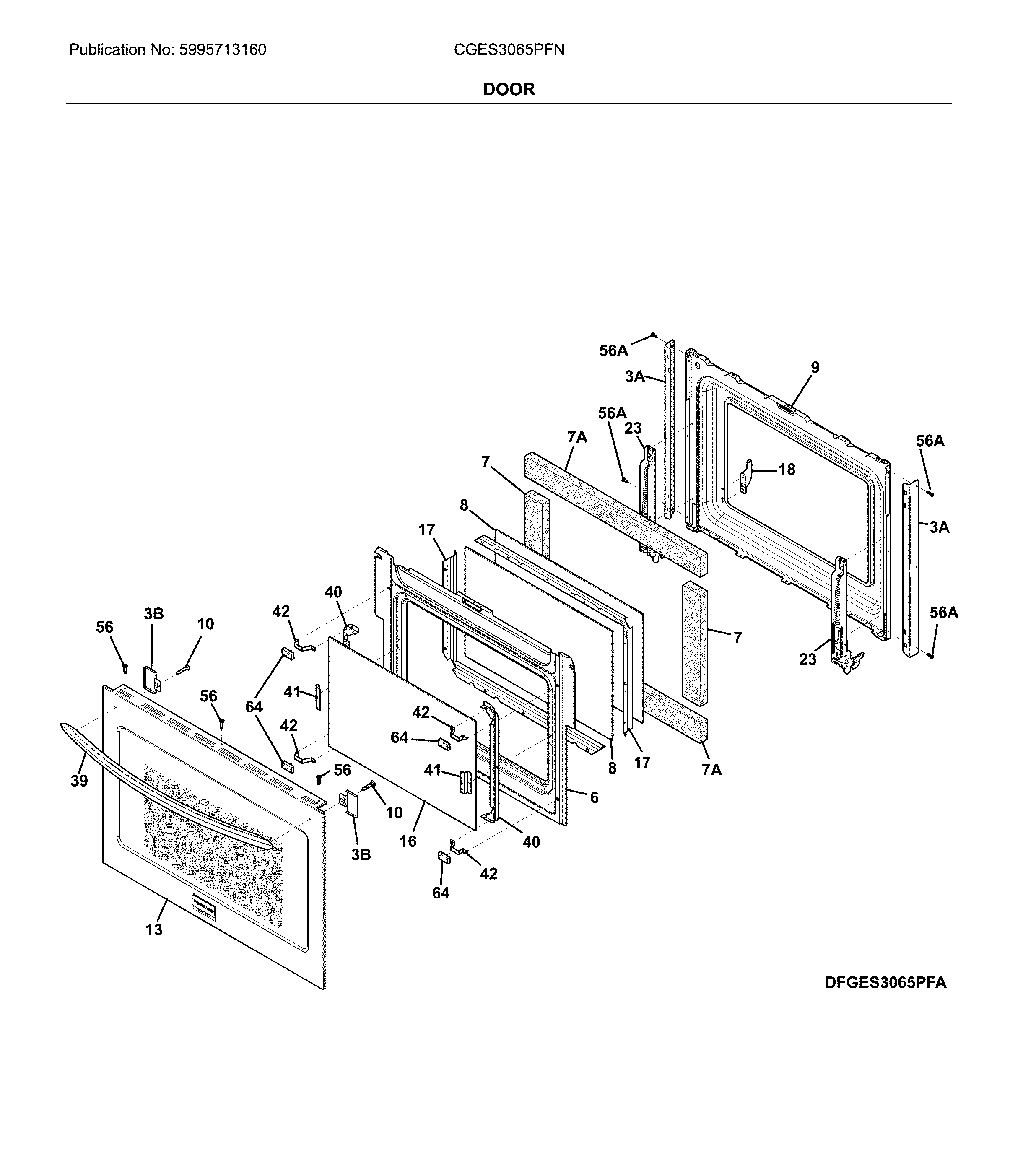 Frigidaire CGES3065PFN door diagram