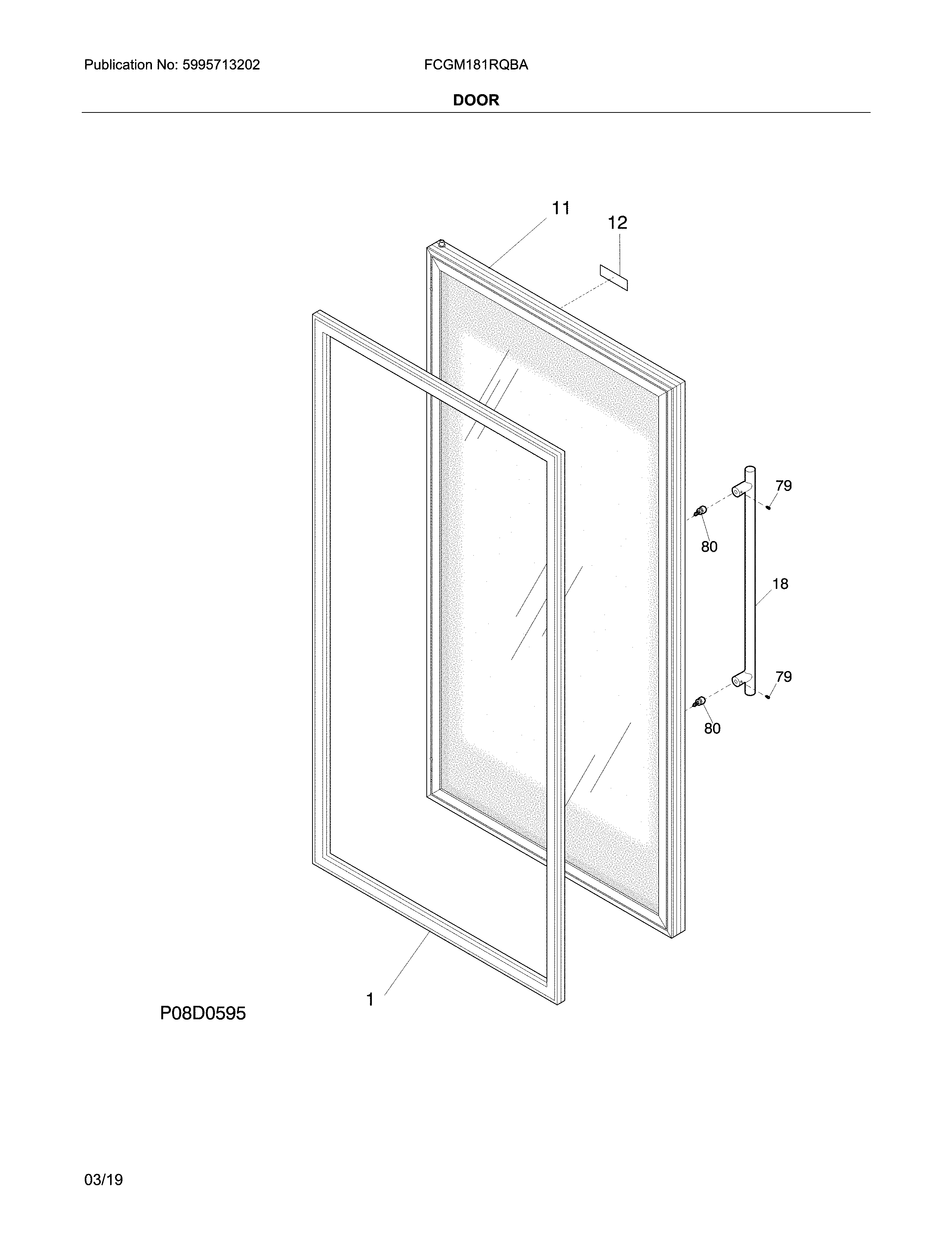Frigidaire FCGM181RQBA door diagram