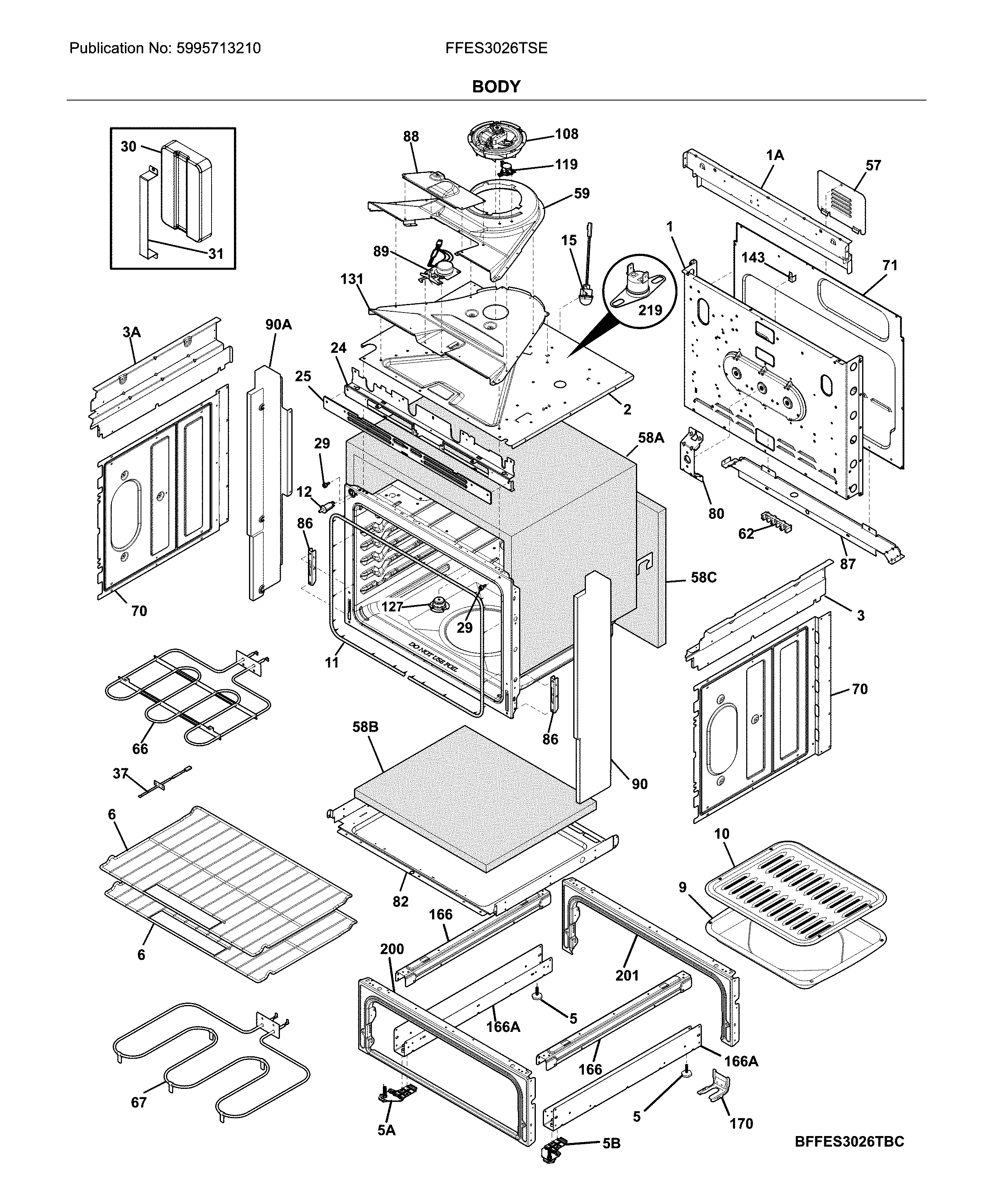 Frigidaire FFES3026TSE body diagram