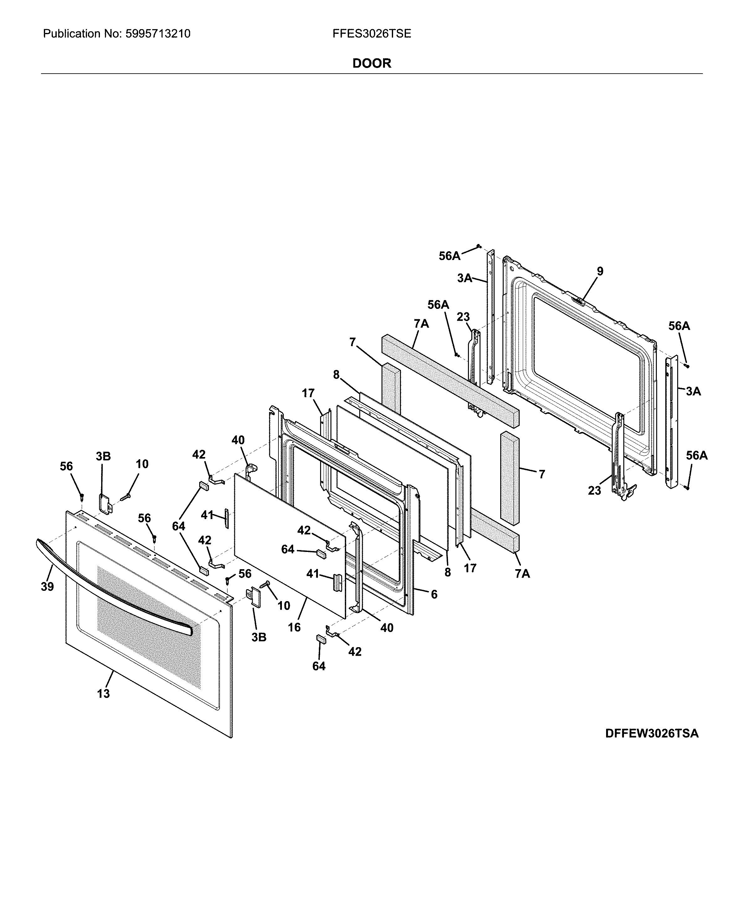 Frigidaire FFES3026TSE door diagram