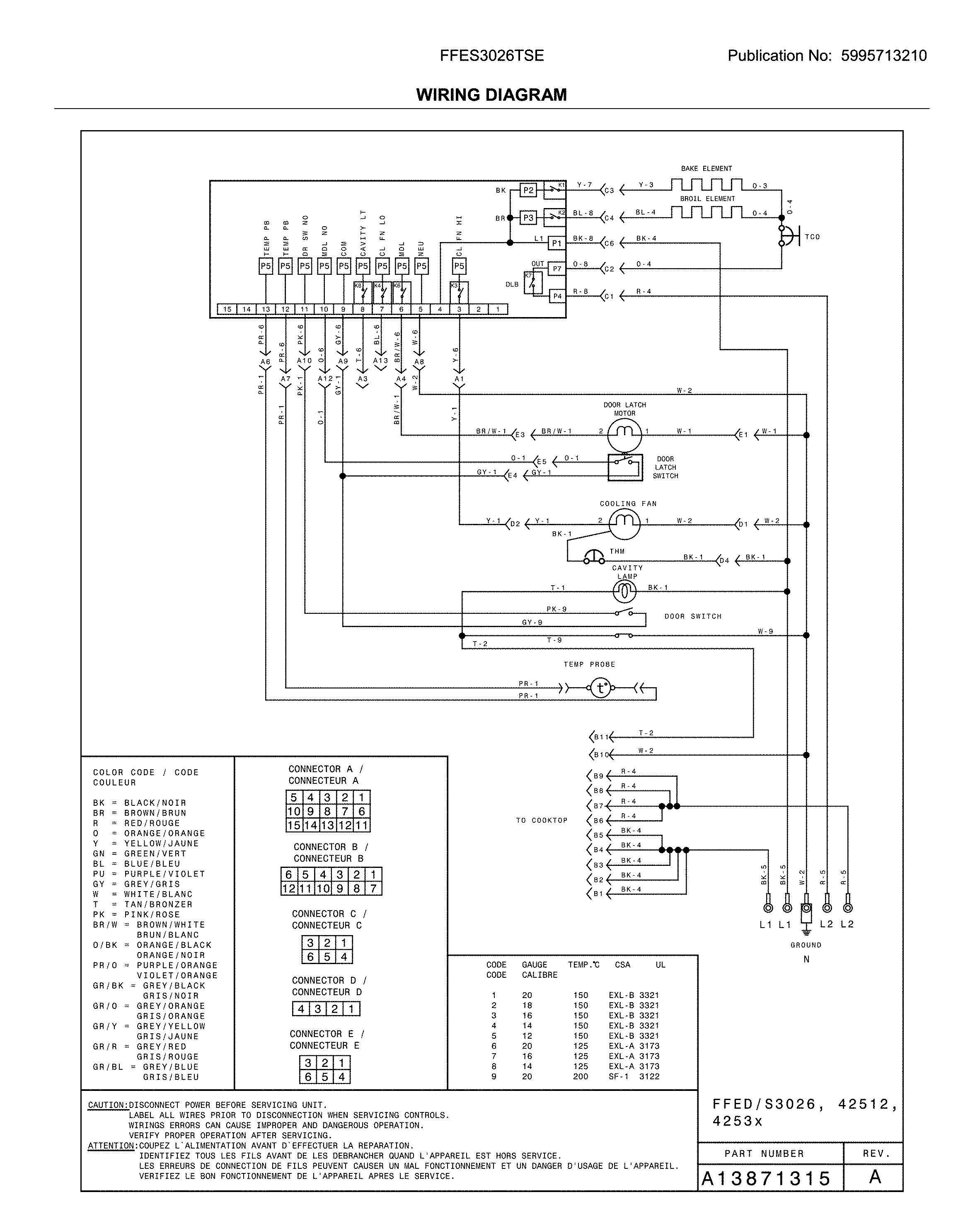 Frigidaire FFES3026TSE wiring diagram diagram