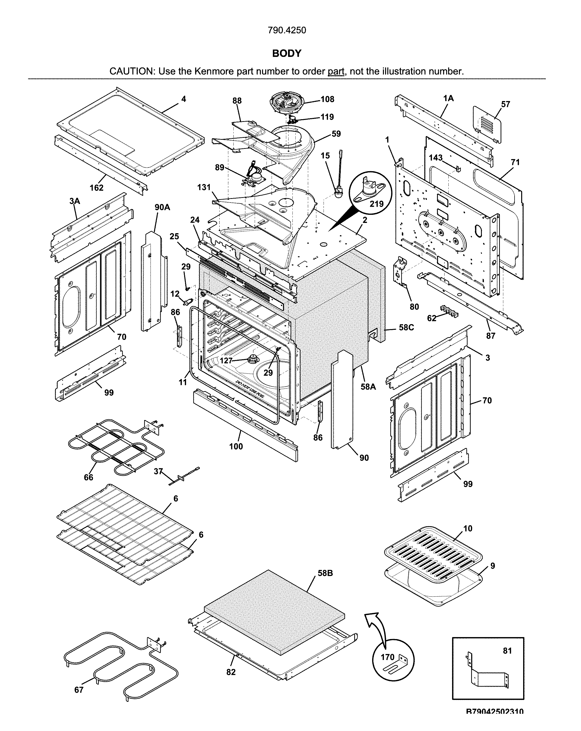 Kenmore 79042509315 body diagram