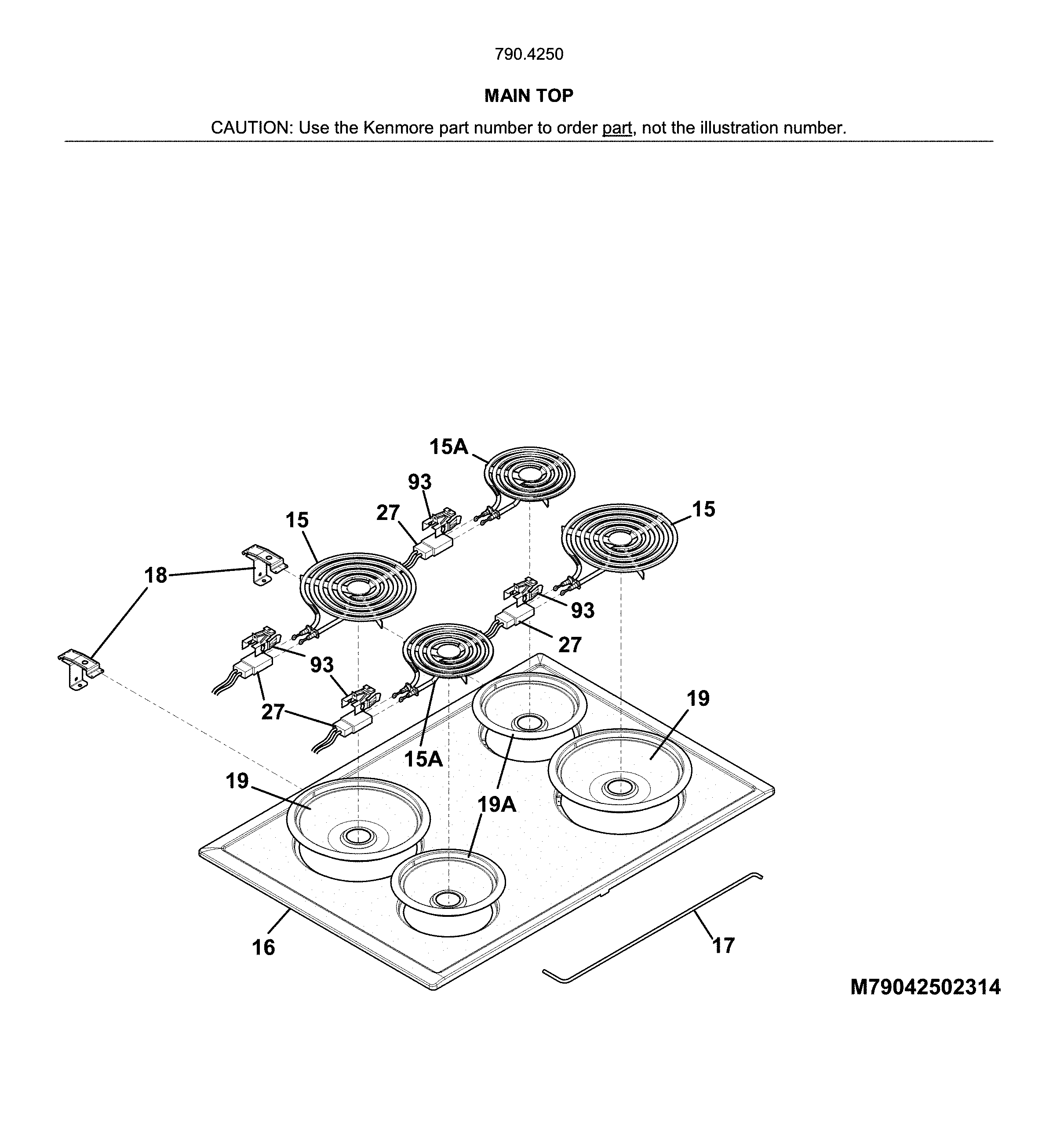 Kenmore 79042509315 main top diagram