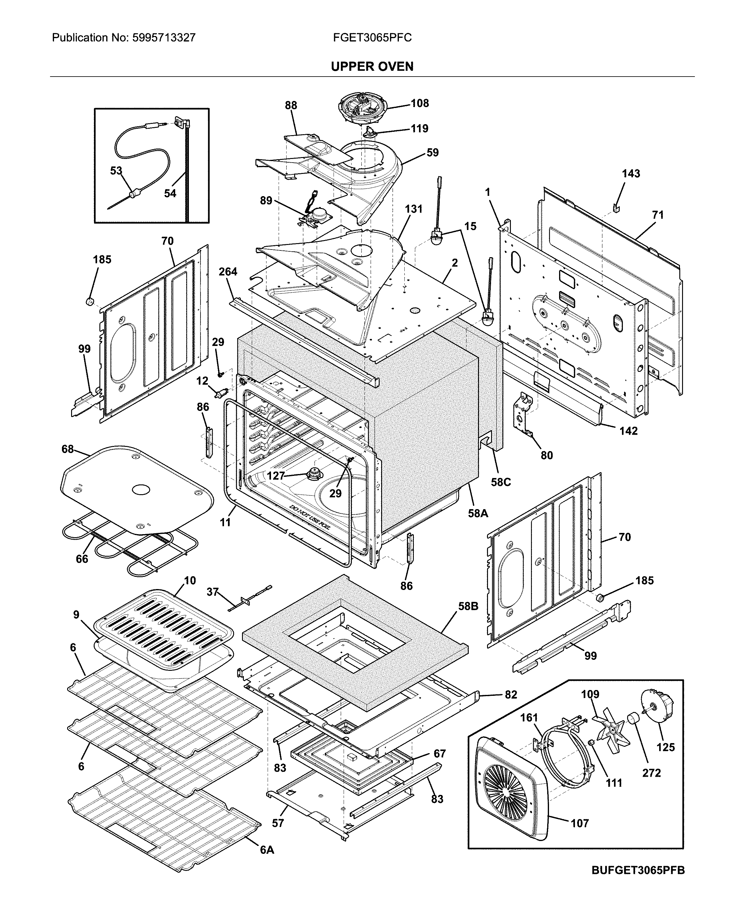 Frigidaire FGET3065PFC upper oven diagram