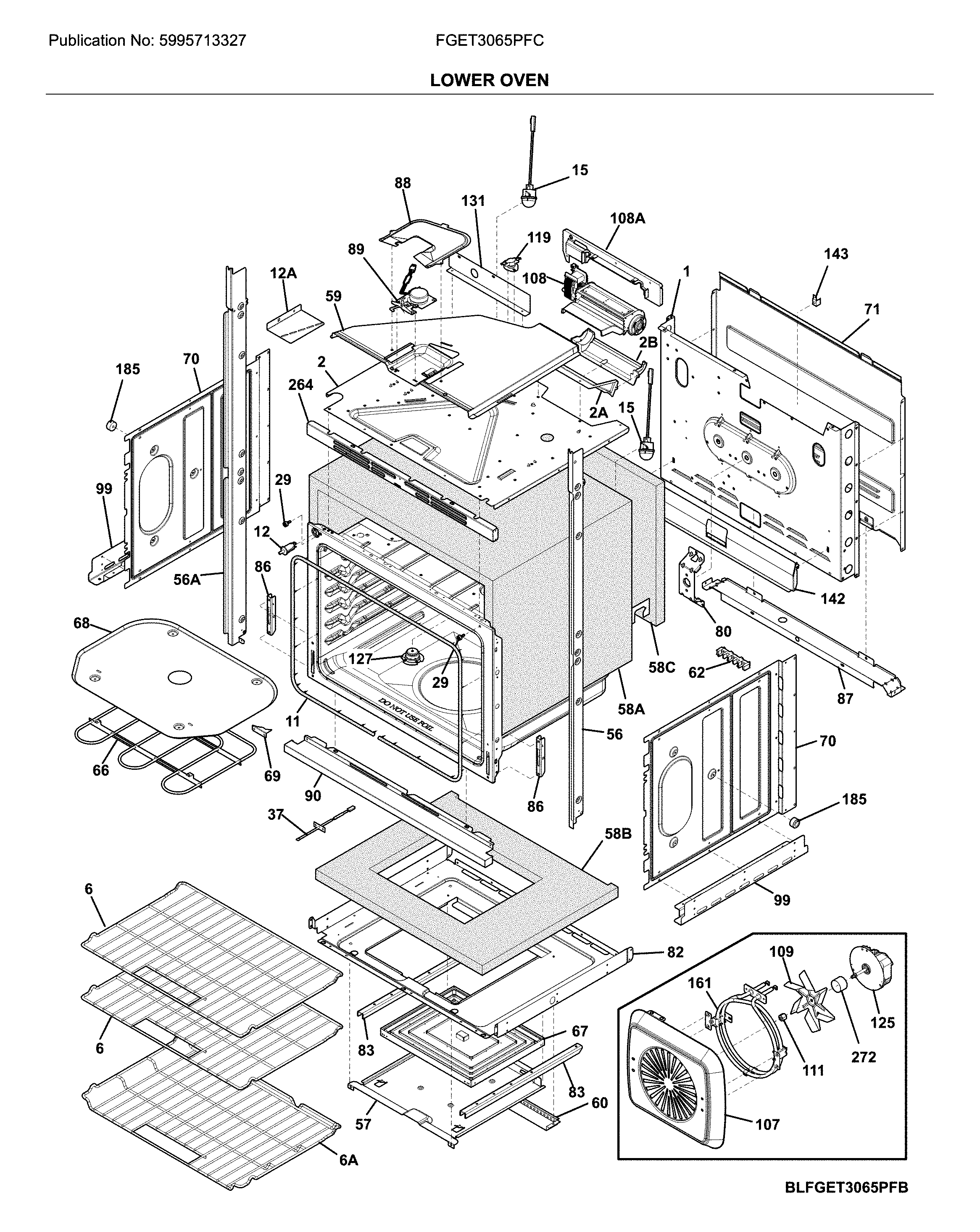 Frigidaire FGET3065PFC lower oven diagram