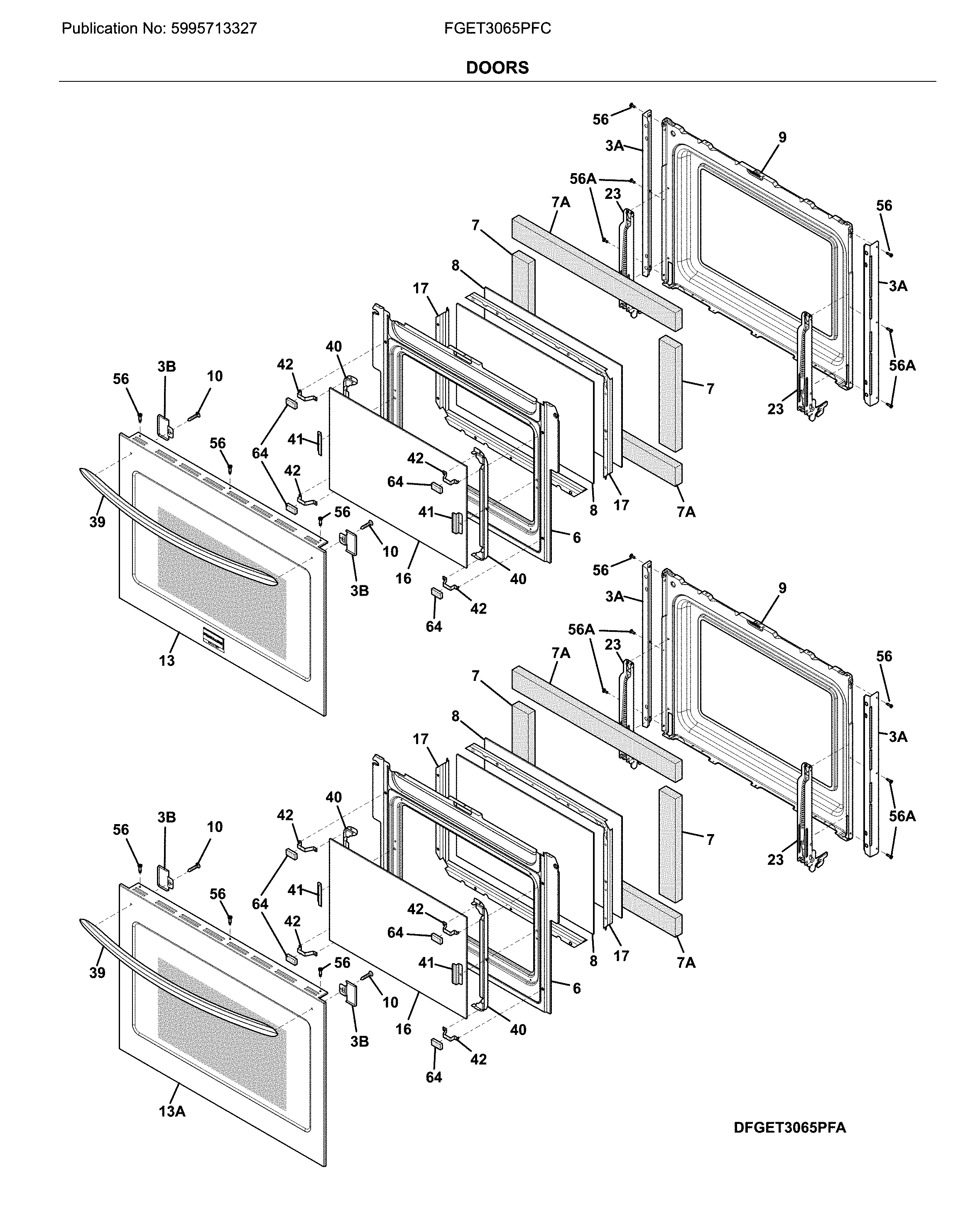 Frigidaire FGET3065PFC doors diagram