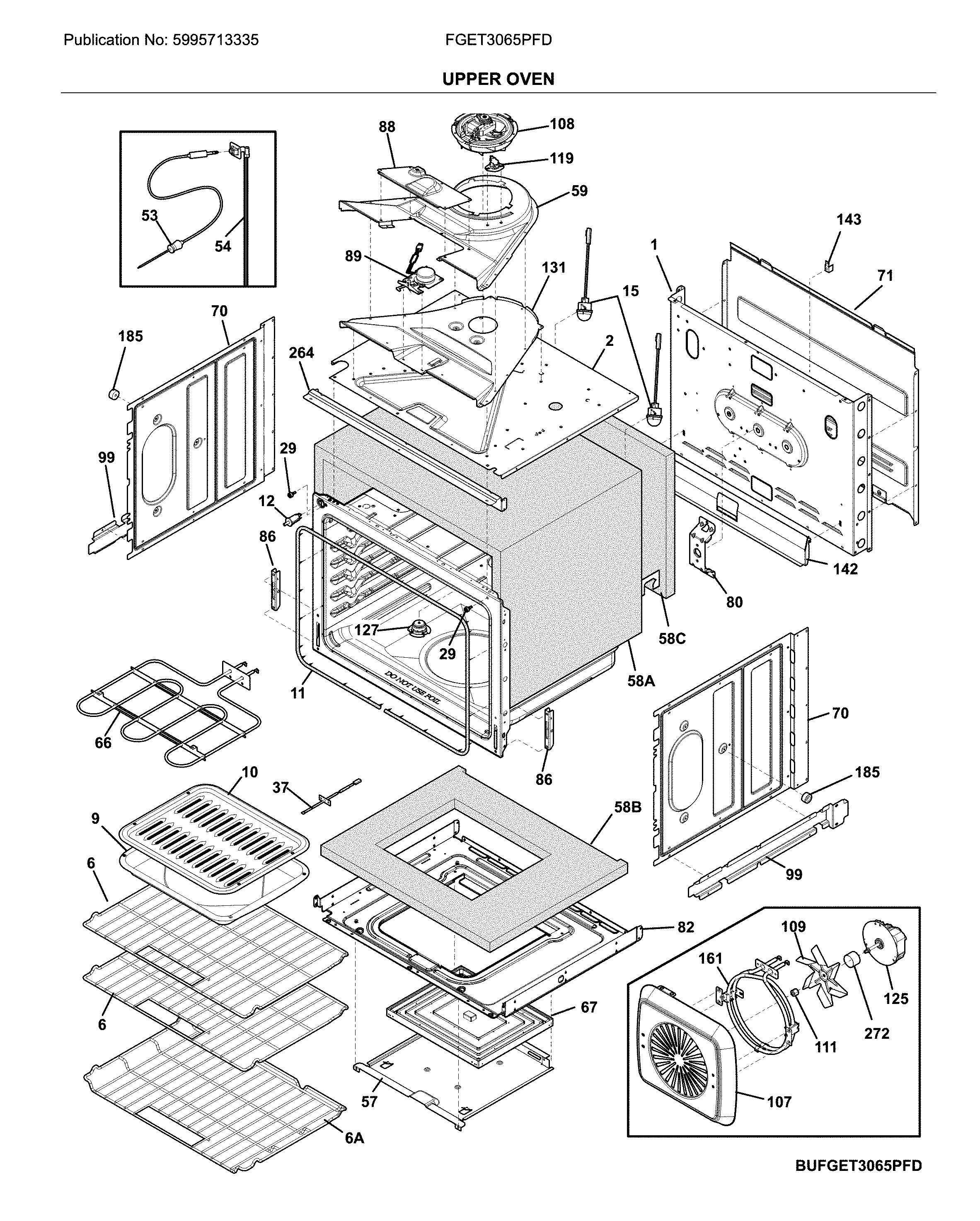 Frigidaire FGET3065PFD upper oven diagram