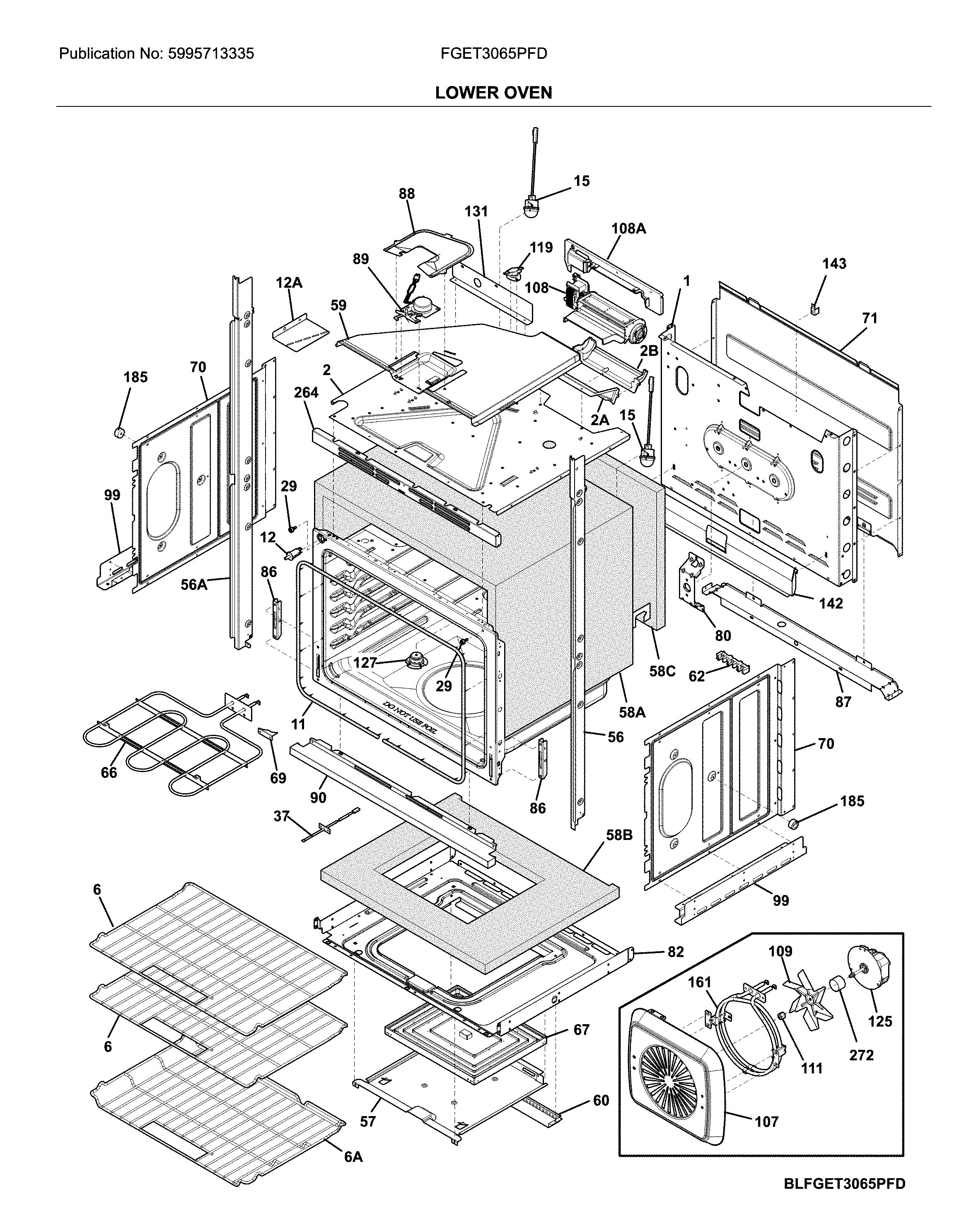 Frigidaire FGET3065PFD lower oven diagram