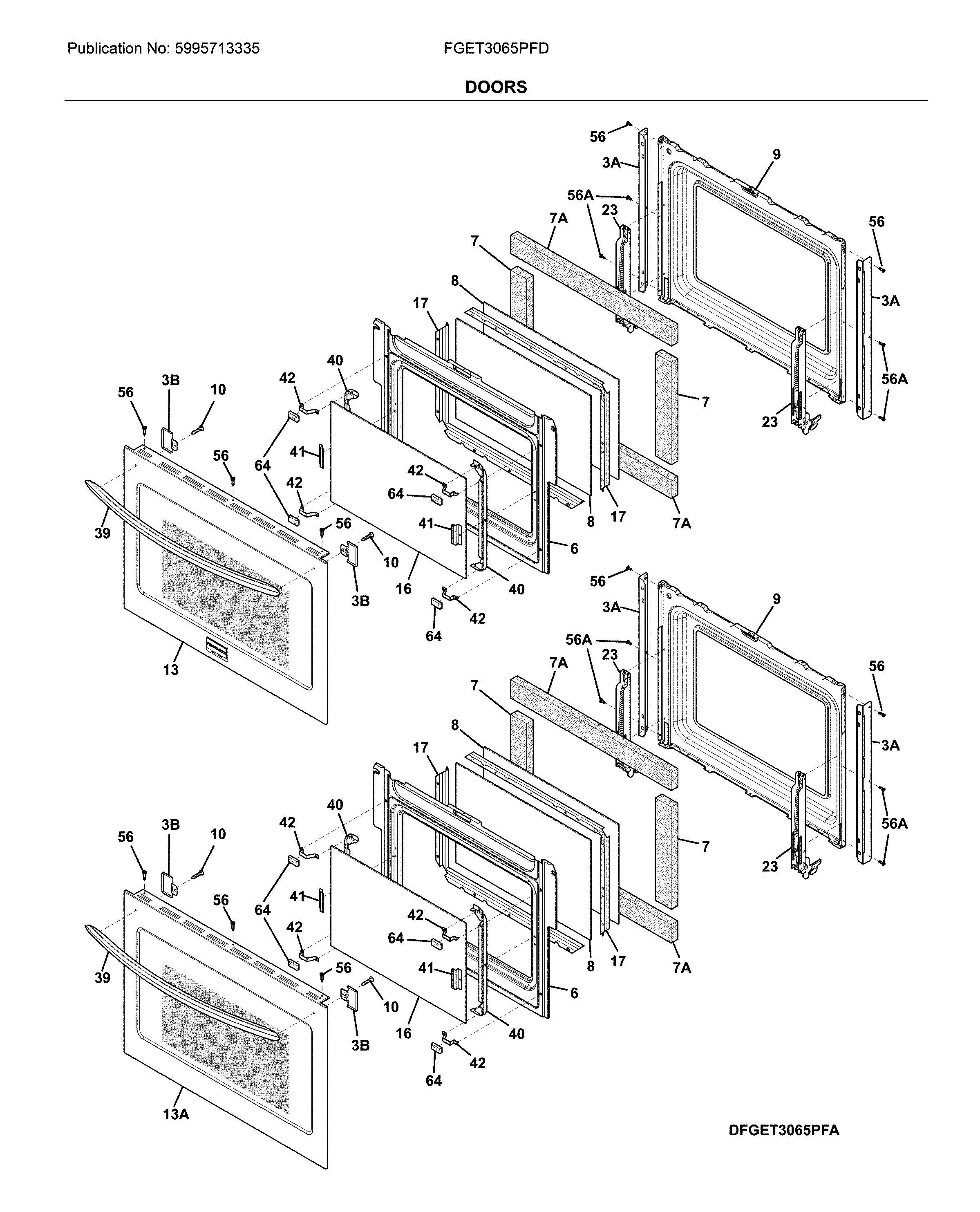 Frigidaire FGET3065PFD doors diagram