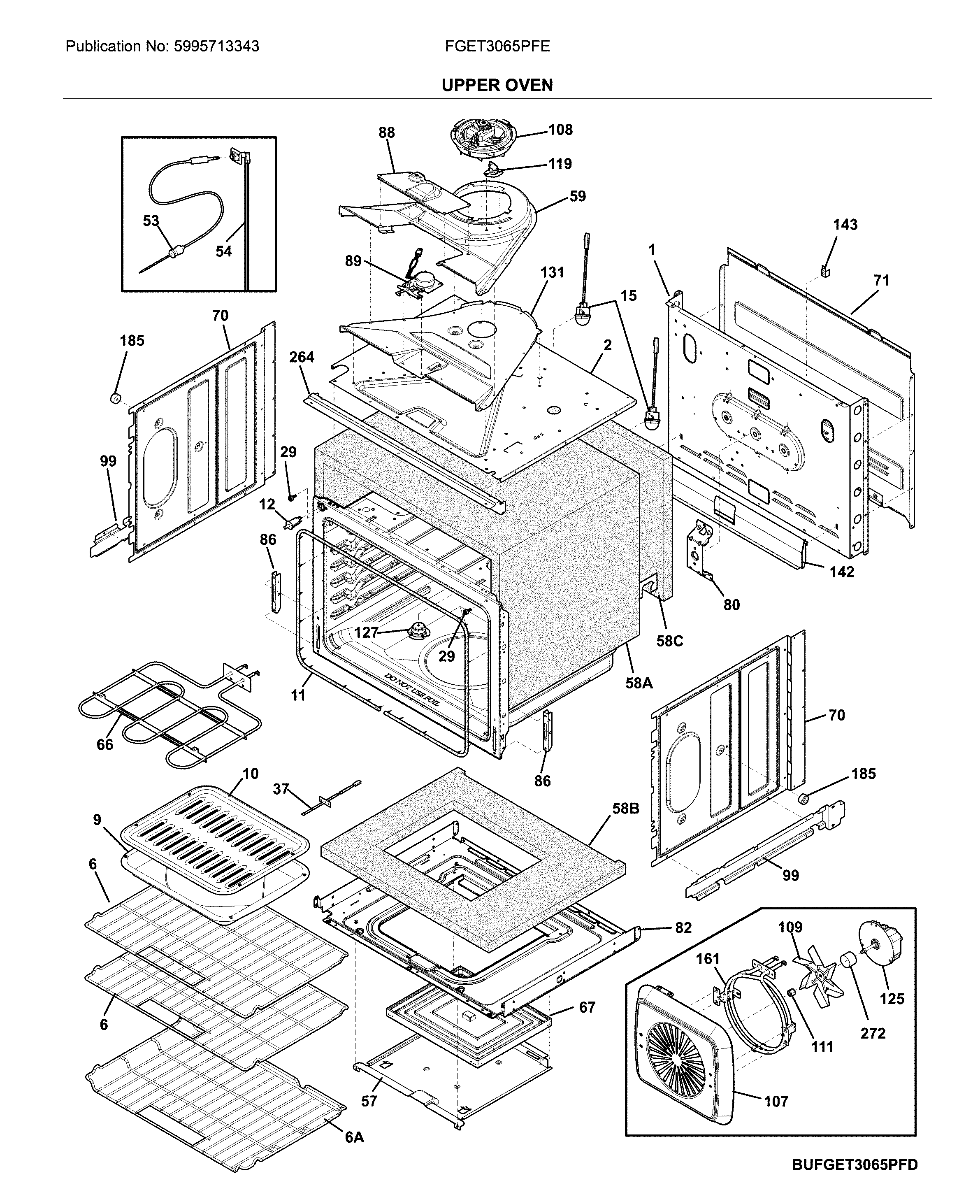 Frigidaire FGET3065PFE upper oven diagram