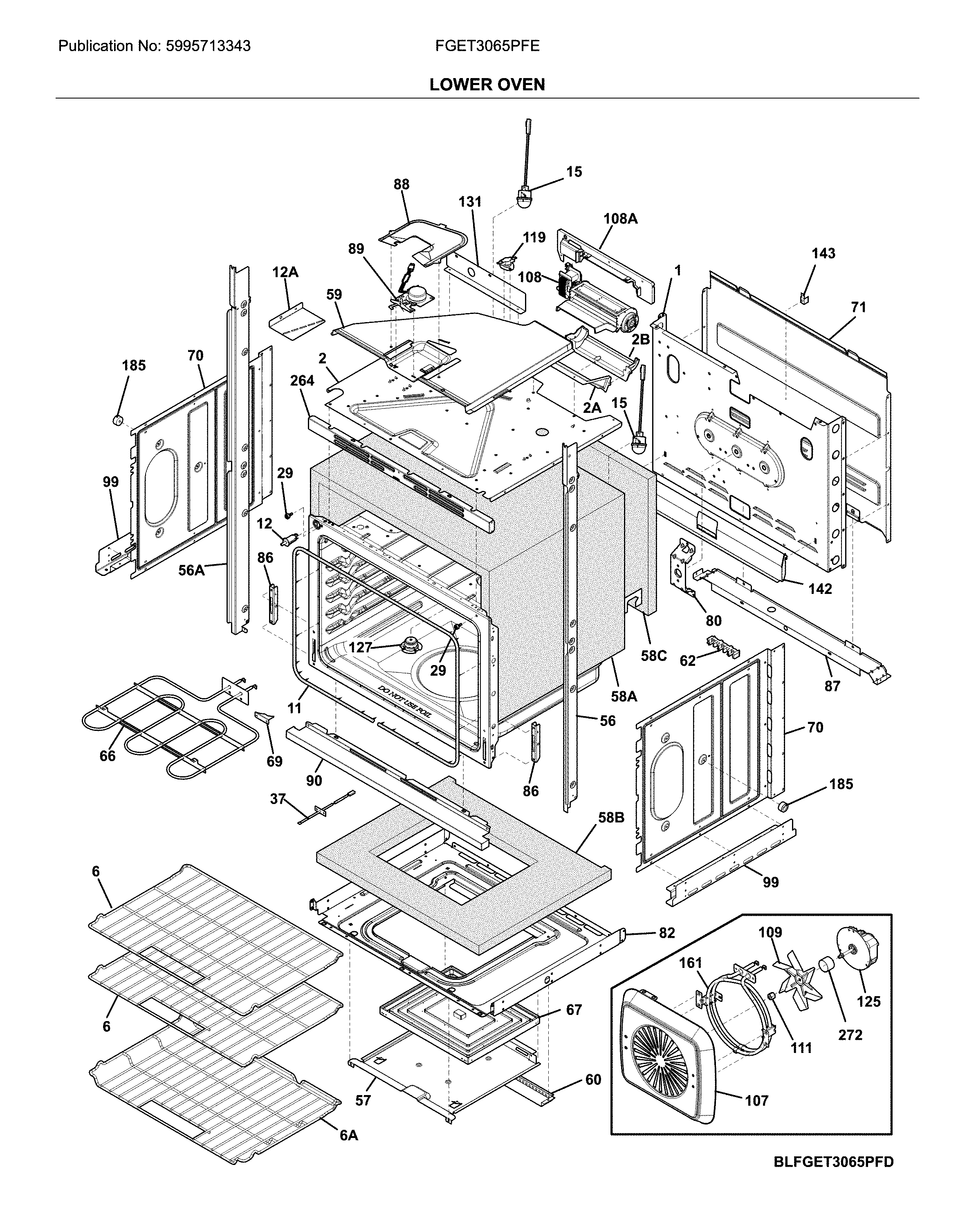 Frigidaire FGET3065PFE lower oven diagram
