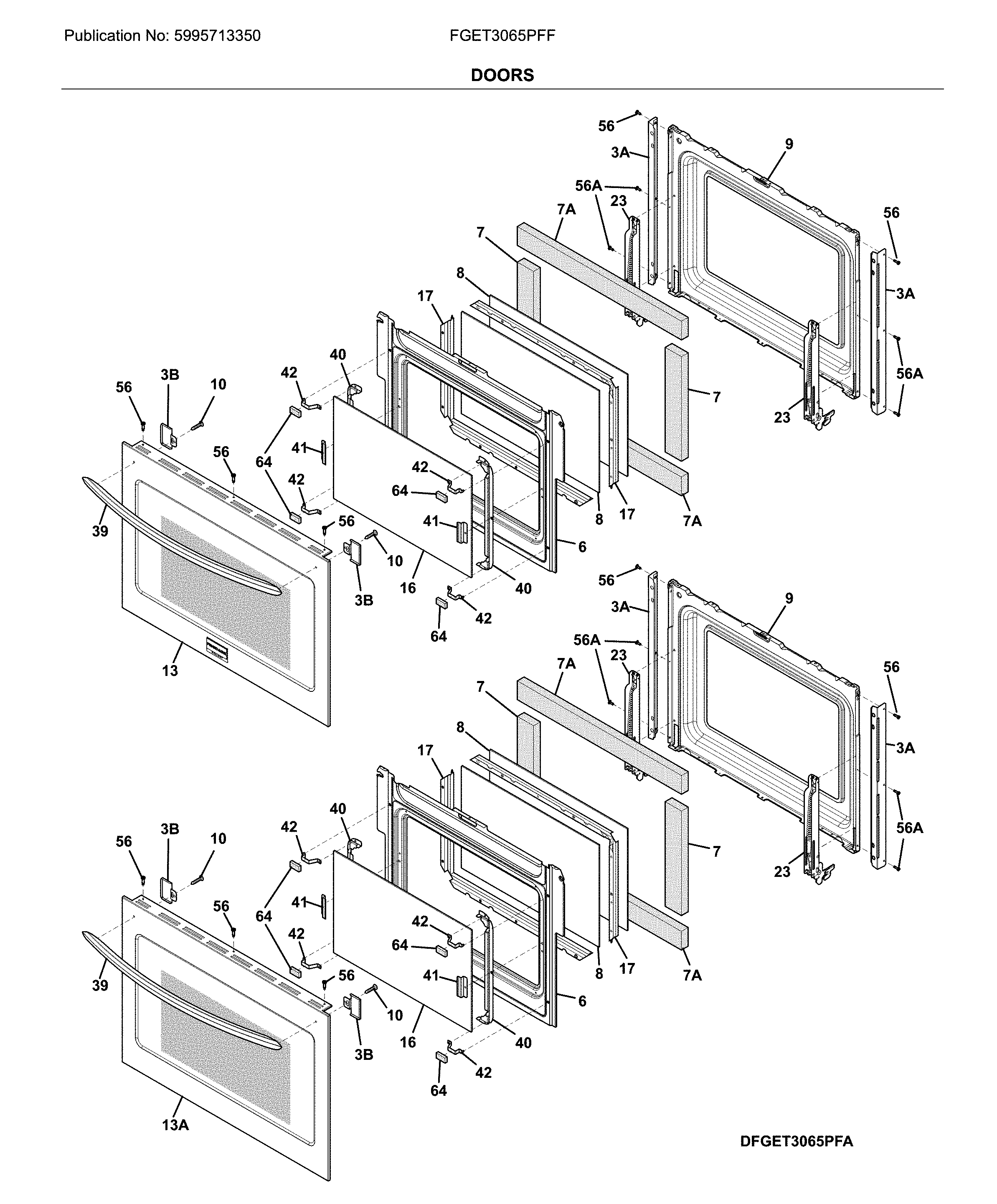 Frigidaire FGET3065PFF doors diagram