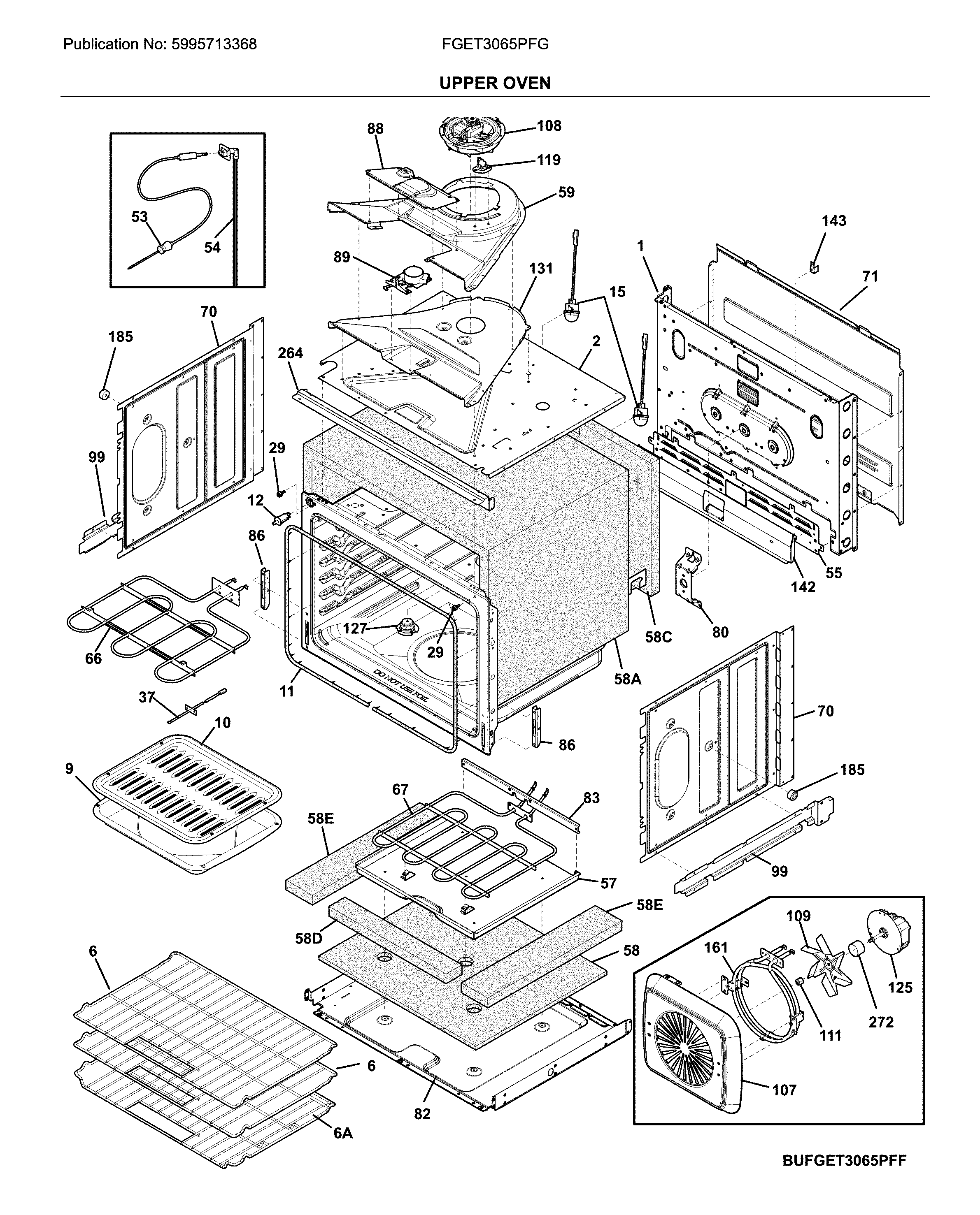 Frigidaire FGET3065PFG upper oven diagram