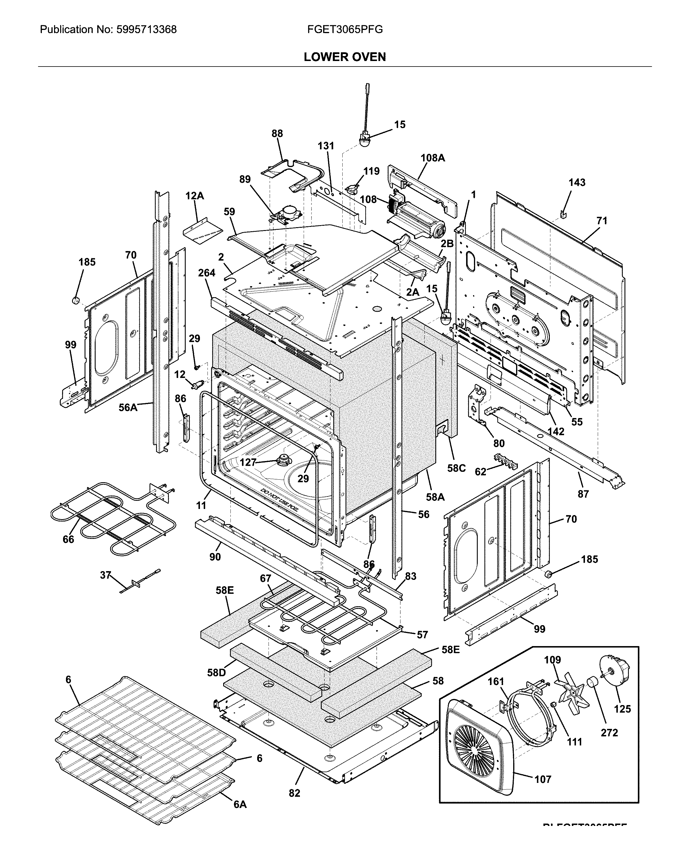 Frigidaire FGET3065PFG lower oven diagram