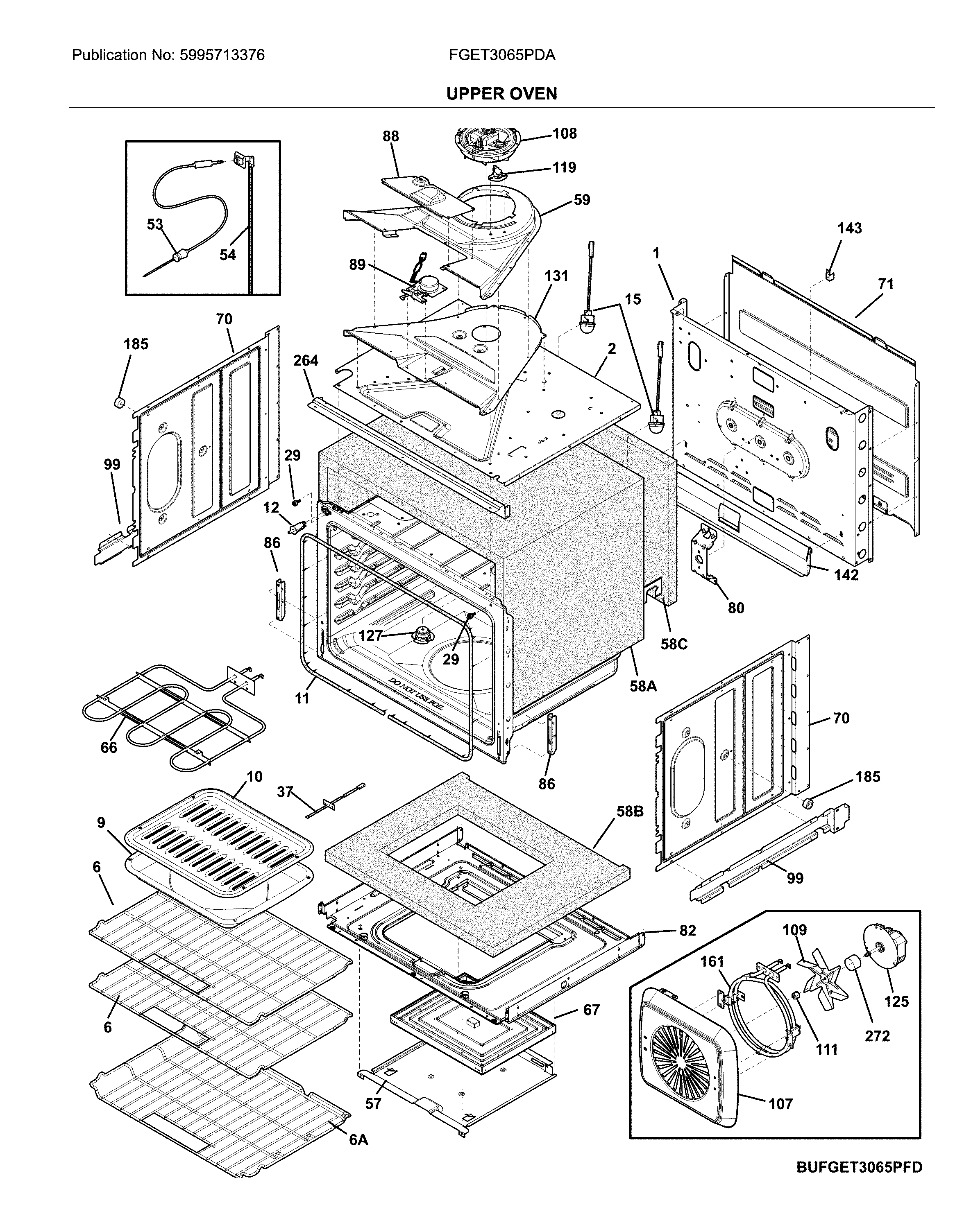 Frigidaire FGET3065PDA upper oven diagram