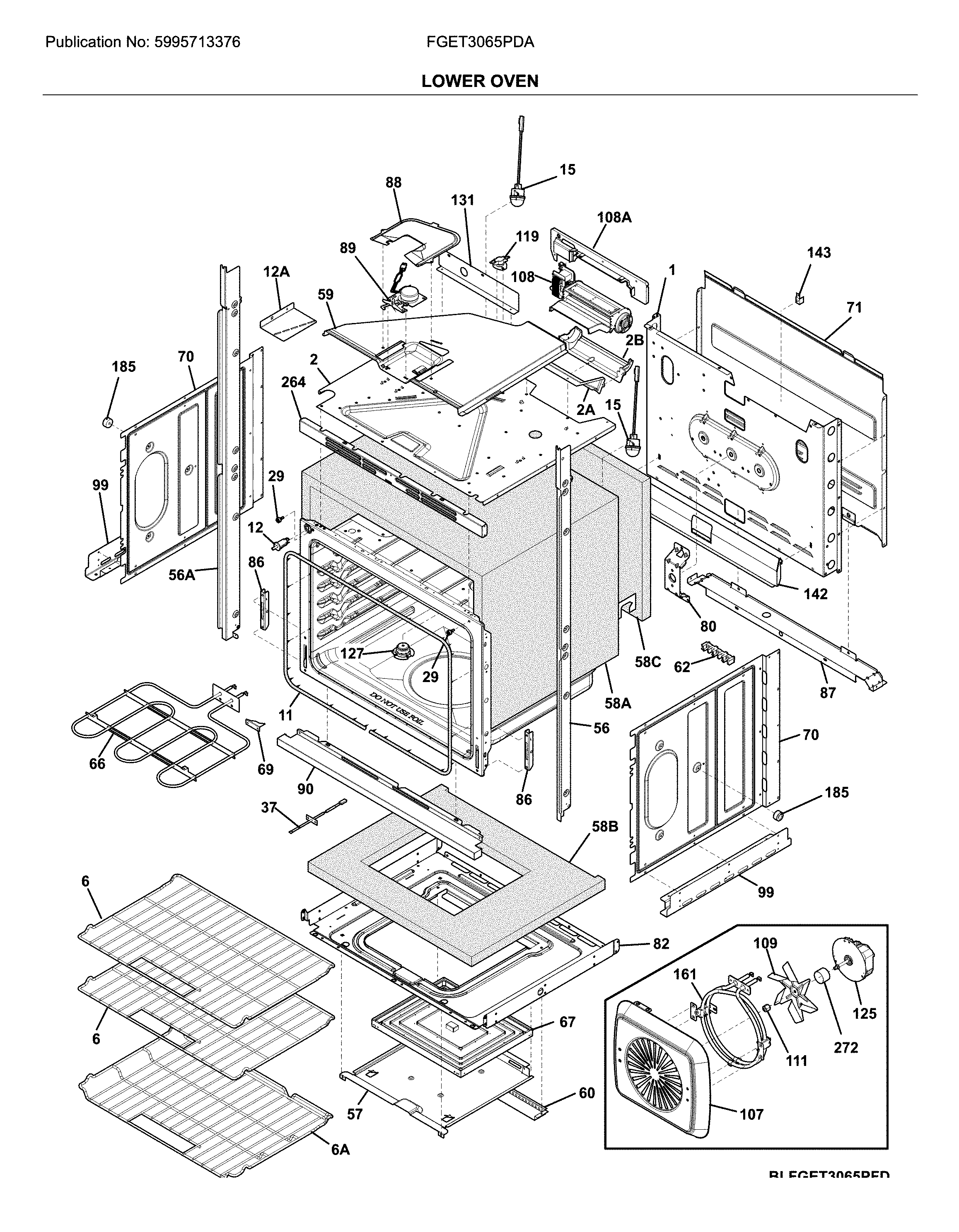Frigidaire FGET3065PDA lower oven diagram