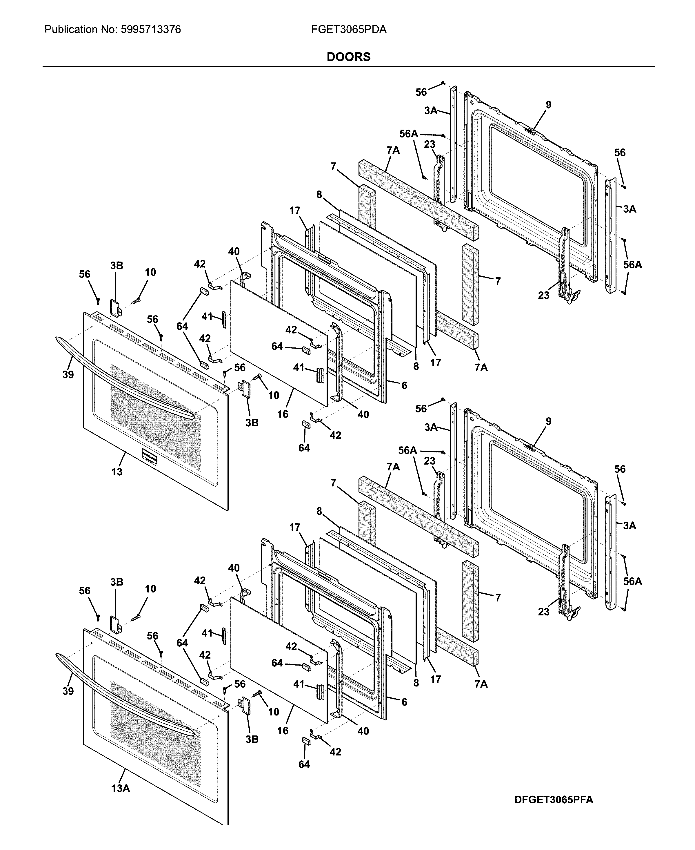 Frigidaire FGET3065PDA doors diagram