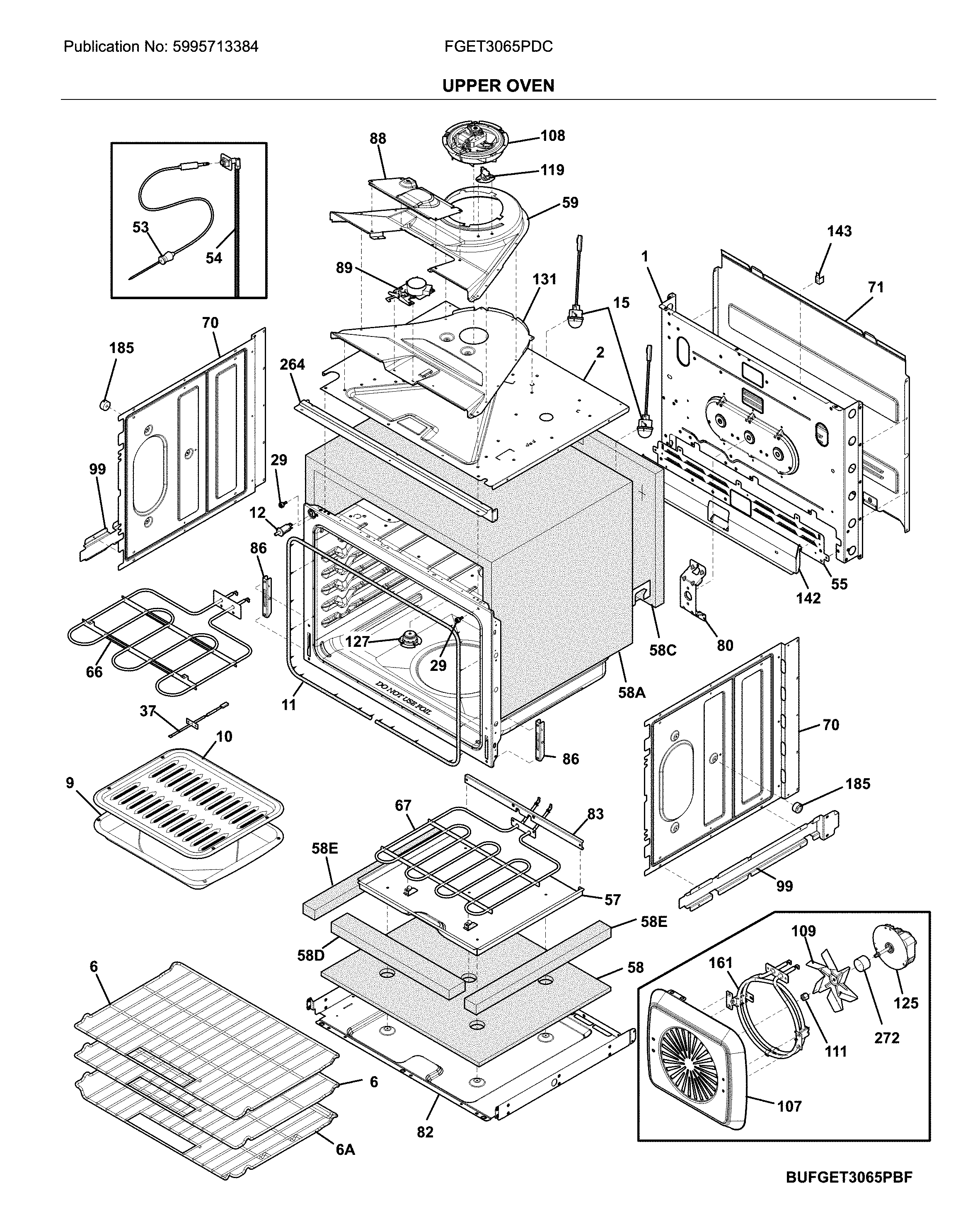 Frigidaire FGET3065PDC upper oven diagram
