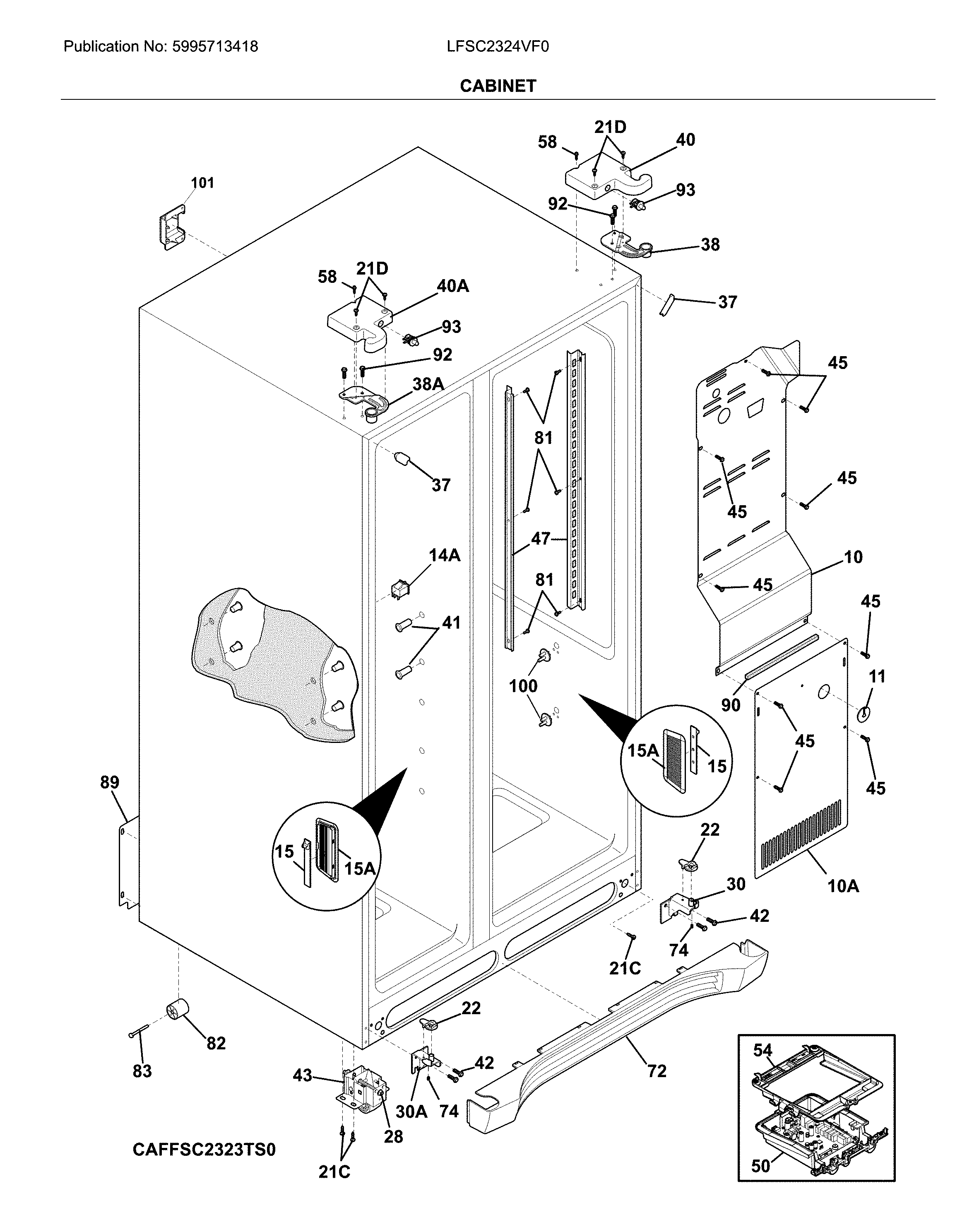 Frigidaire LFSC2324VF0 cabinet diagram