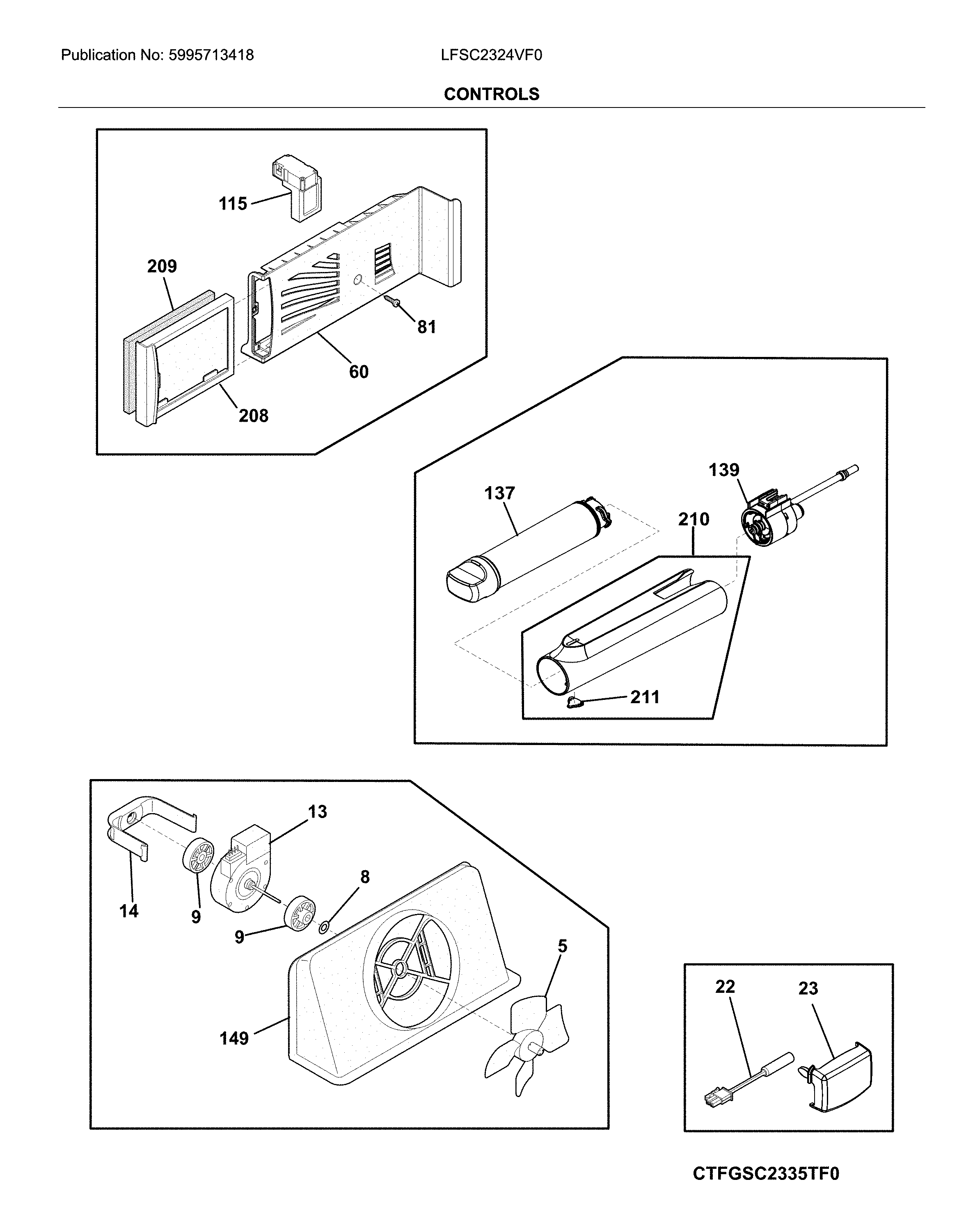 Frigidaire LFSC2324VF0 controls diagram