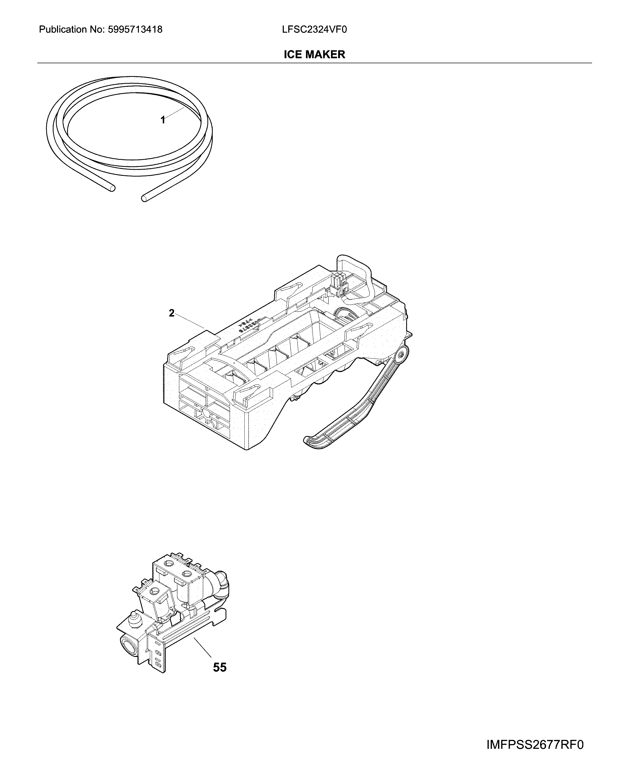 Frigidaire LFSC2324VF0 ice maker diagram