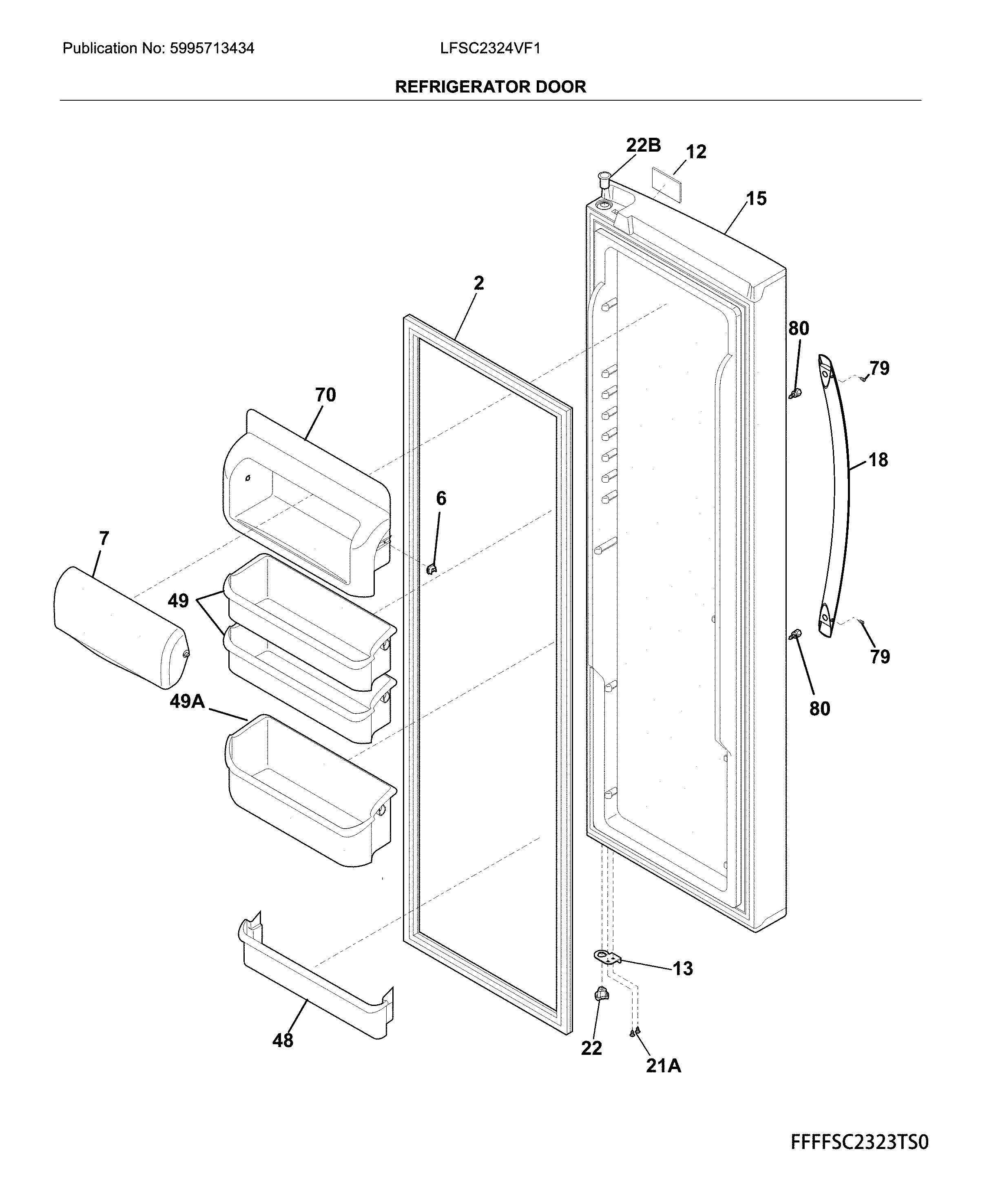 Frigidaire LFSC2324VF1 fresh food door diagram
