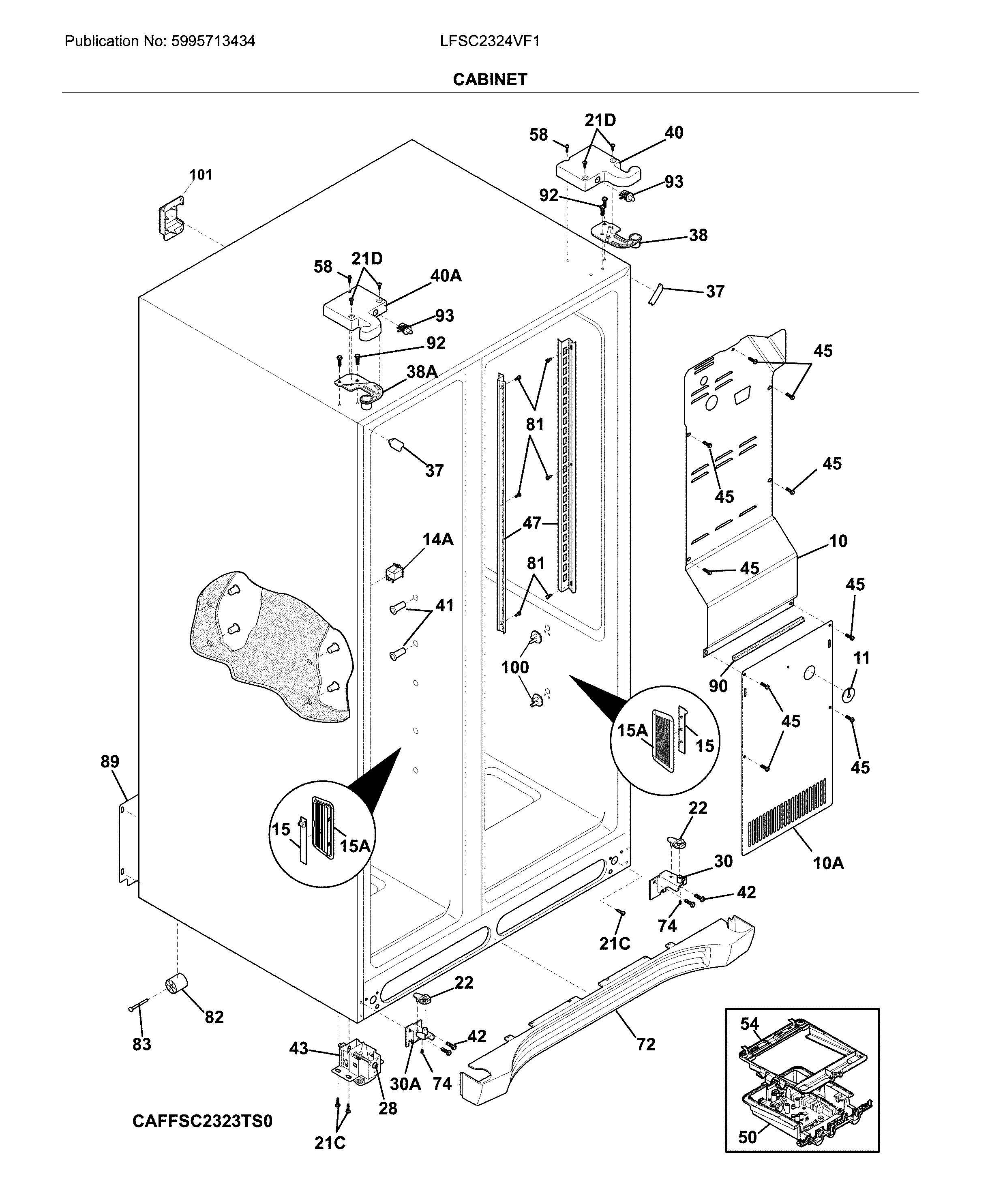 Frigidaire LFSC2324VF1 cabinet diagram
