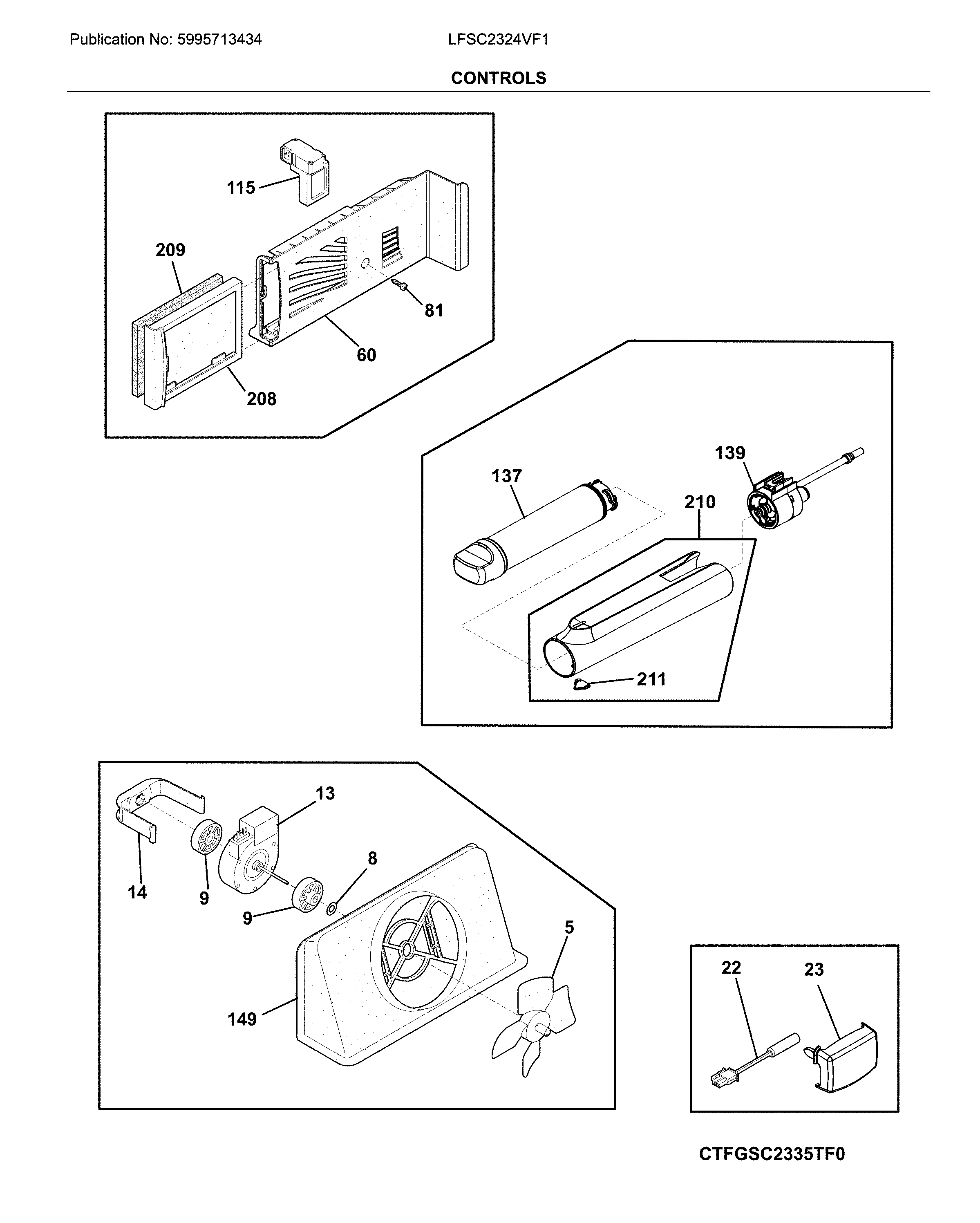 Frigidaire LFSC2324VF1 controls diagram