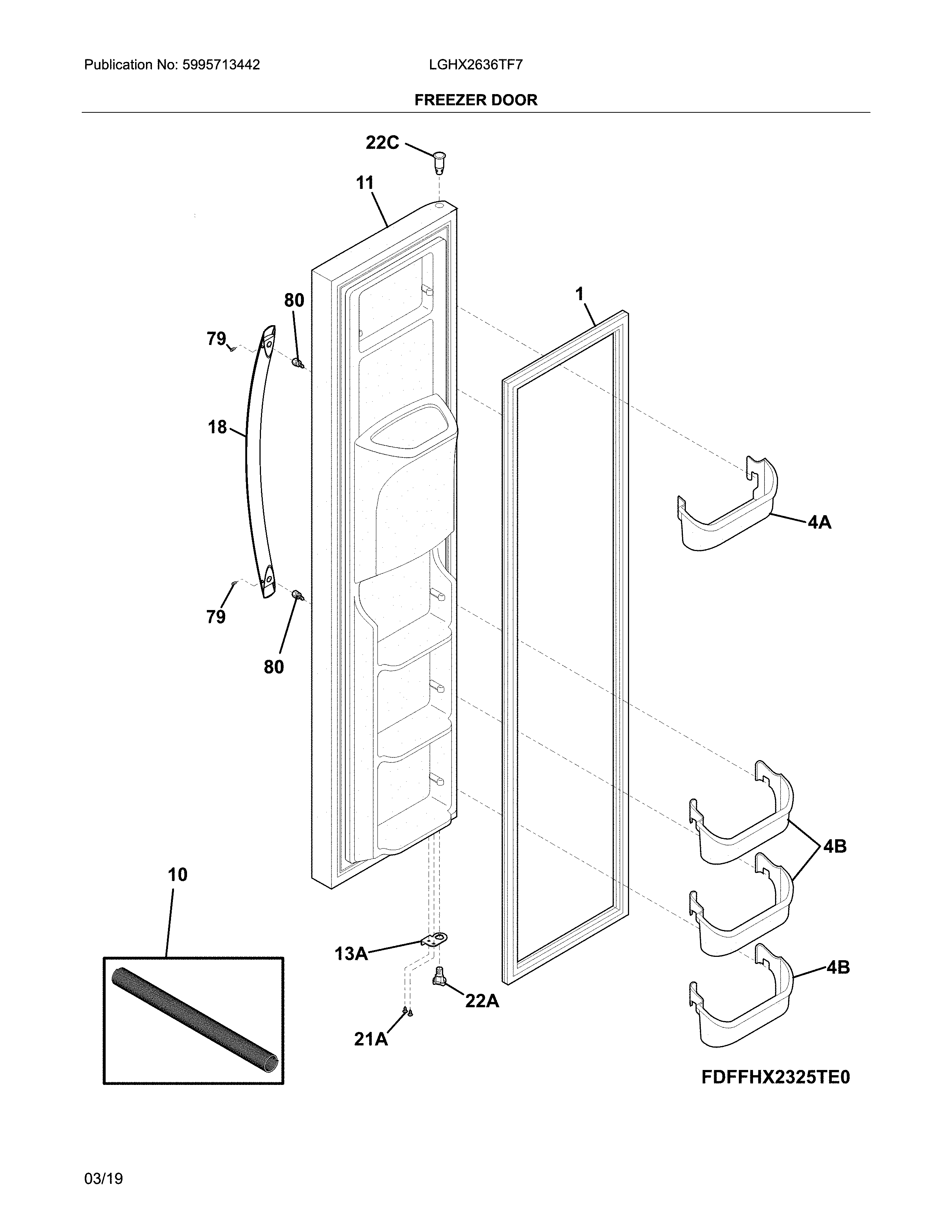 Frigidaire LGHX2636TF7 freezer door diagram