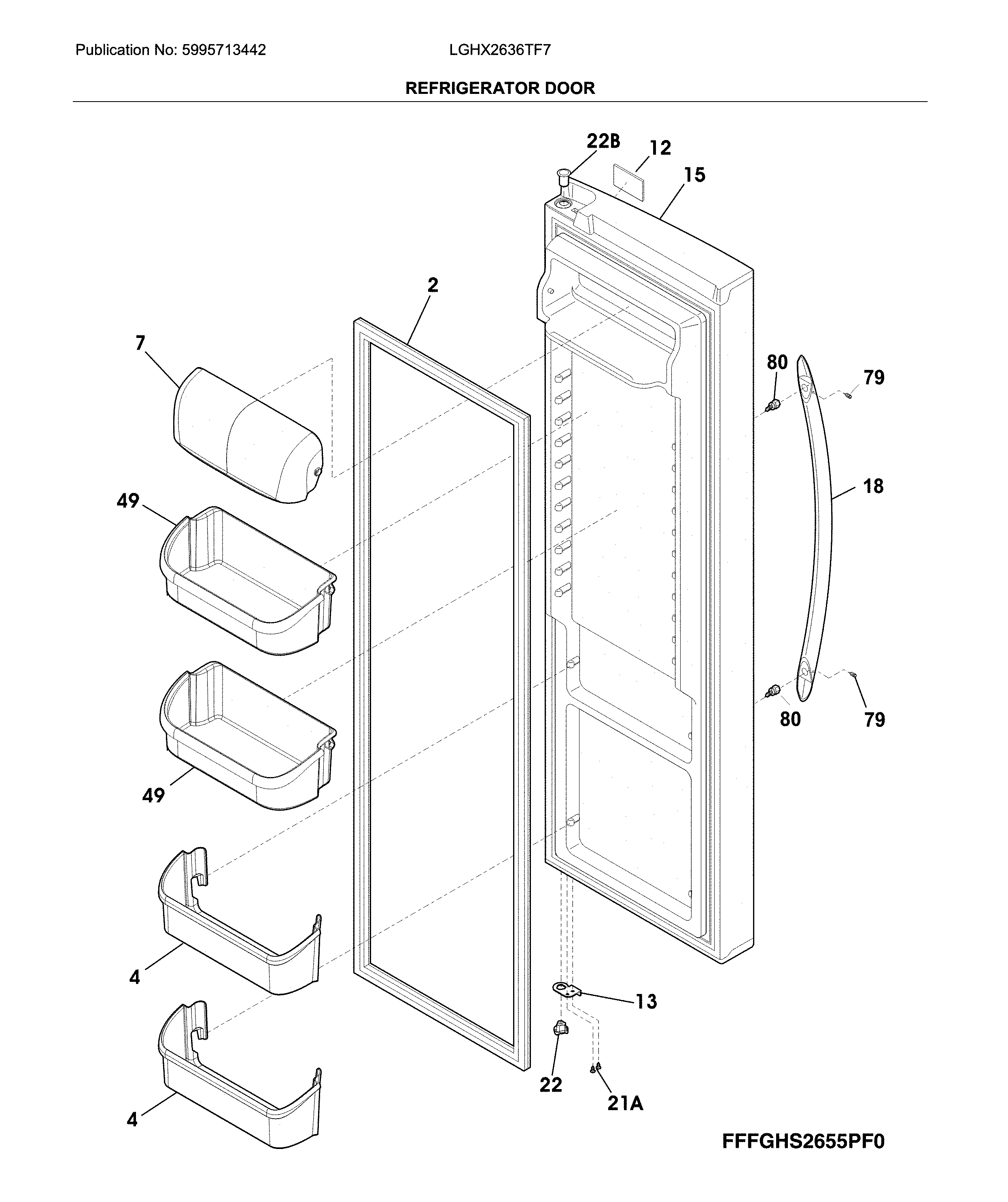 Frigidaire LGHX2636TF7 fresh food door diagram