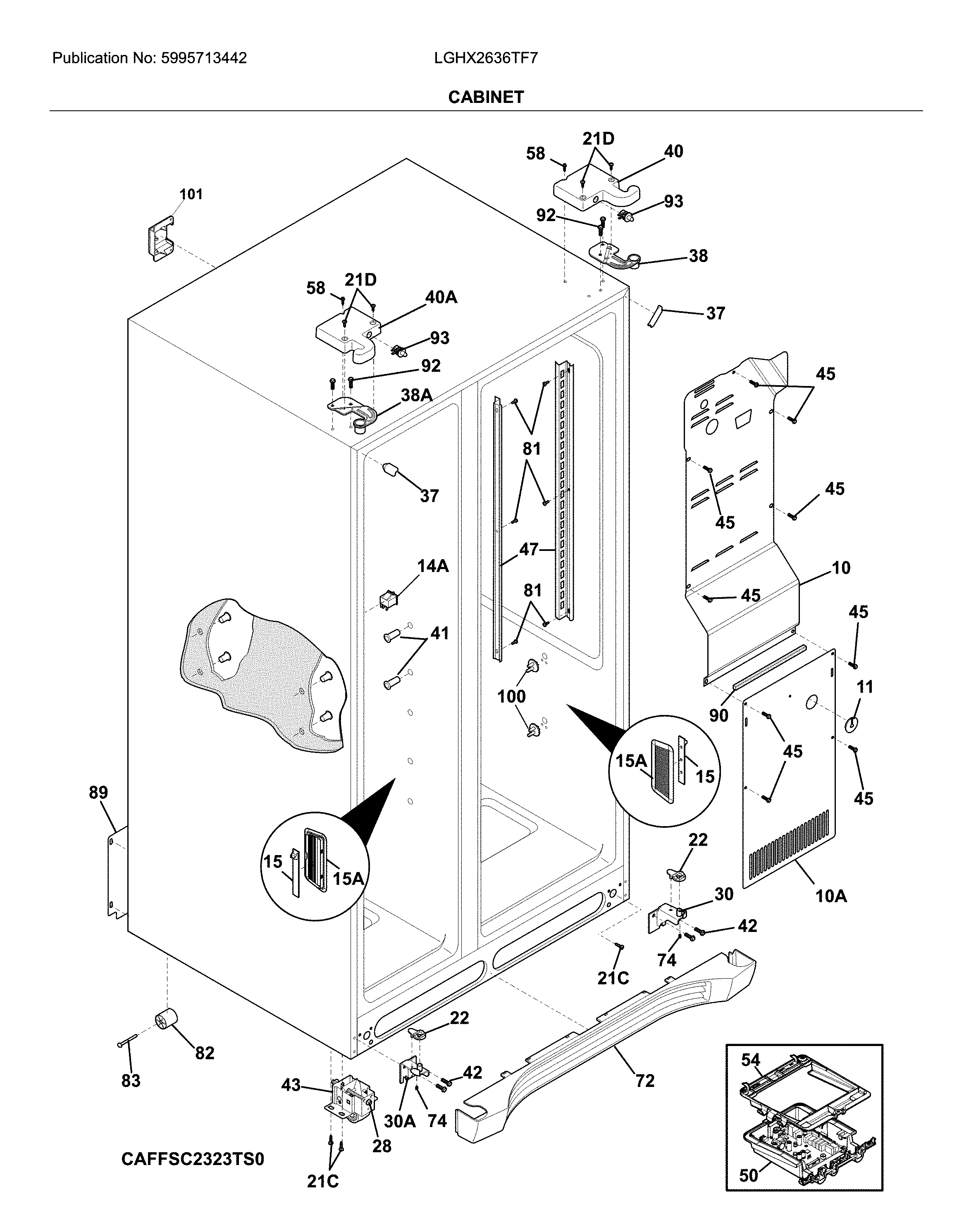 Frigidaire LGHX2636TF7 cabinet diagram