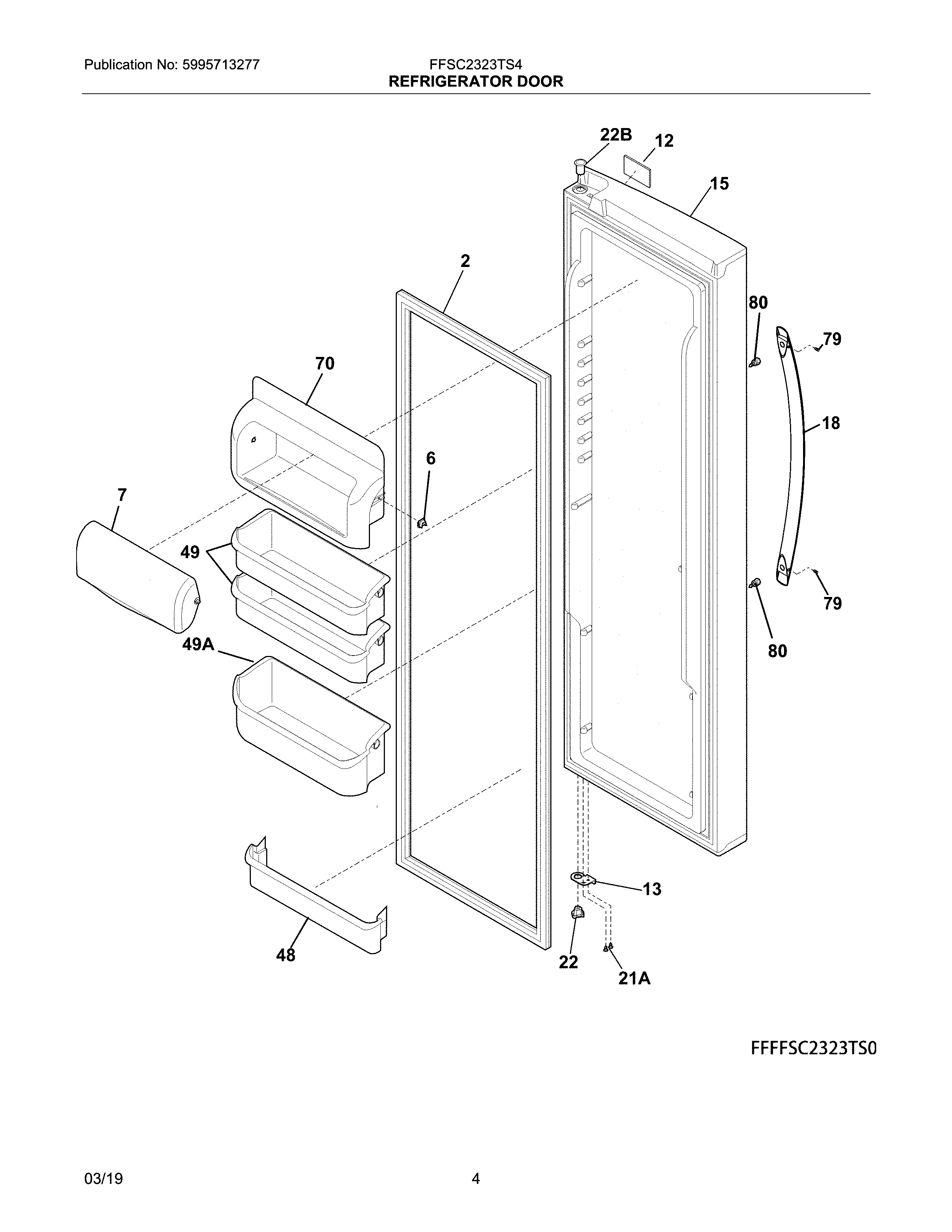 Frigidaire FFSC2323TS4 fresh food door diagram