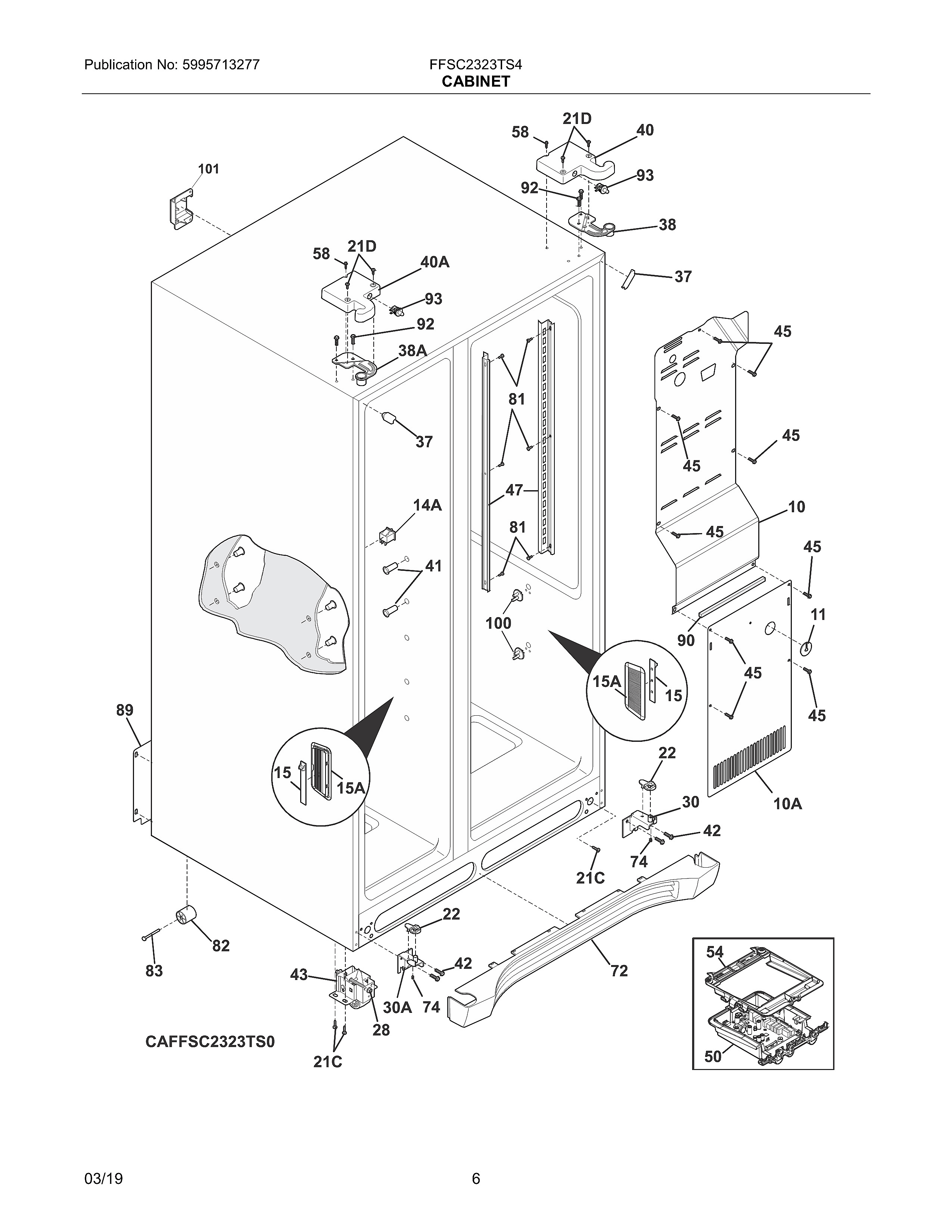 Frigidaire FFSC2323TS4 cabinet diagram