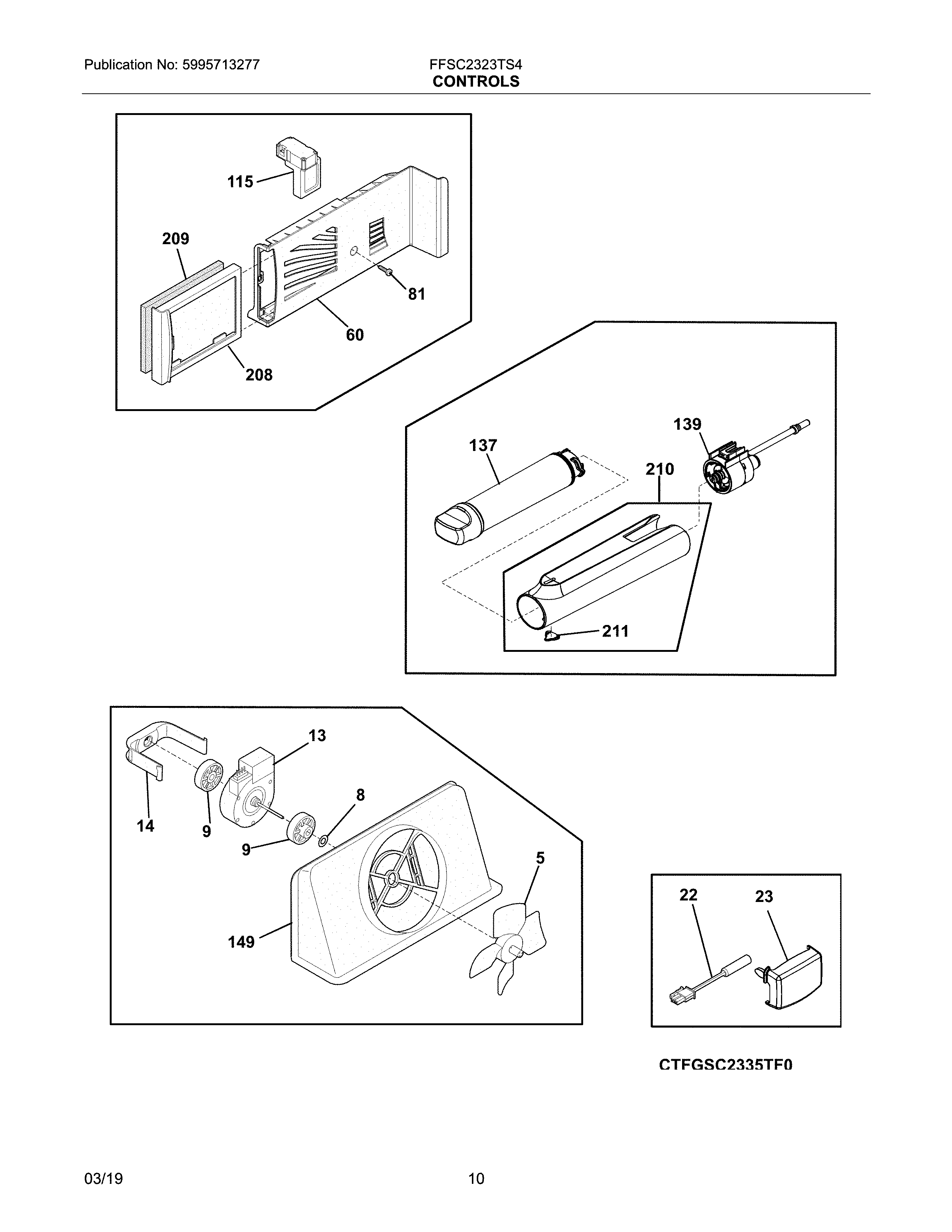 Frigidaire FFSC2323TS4 control diagram
