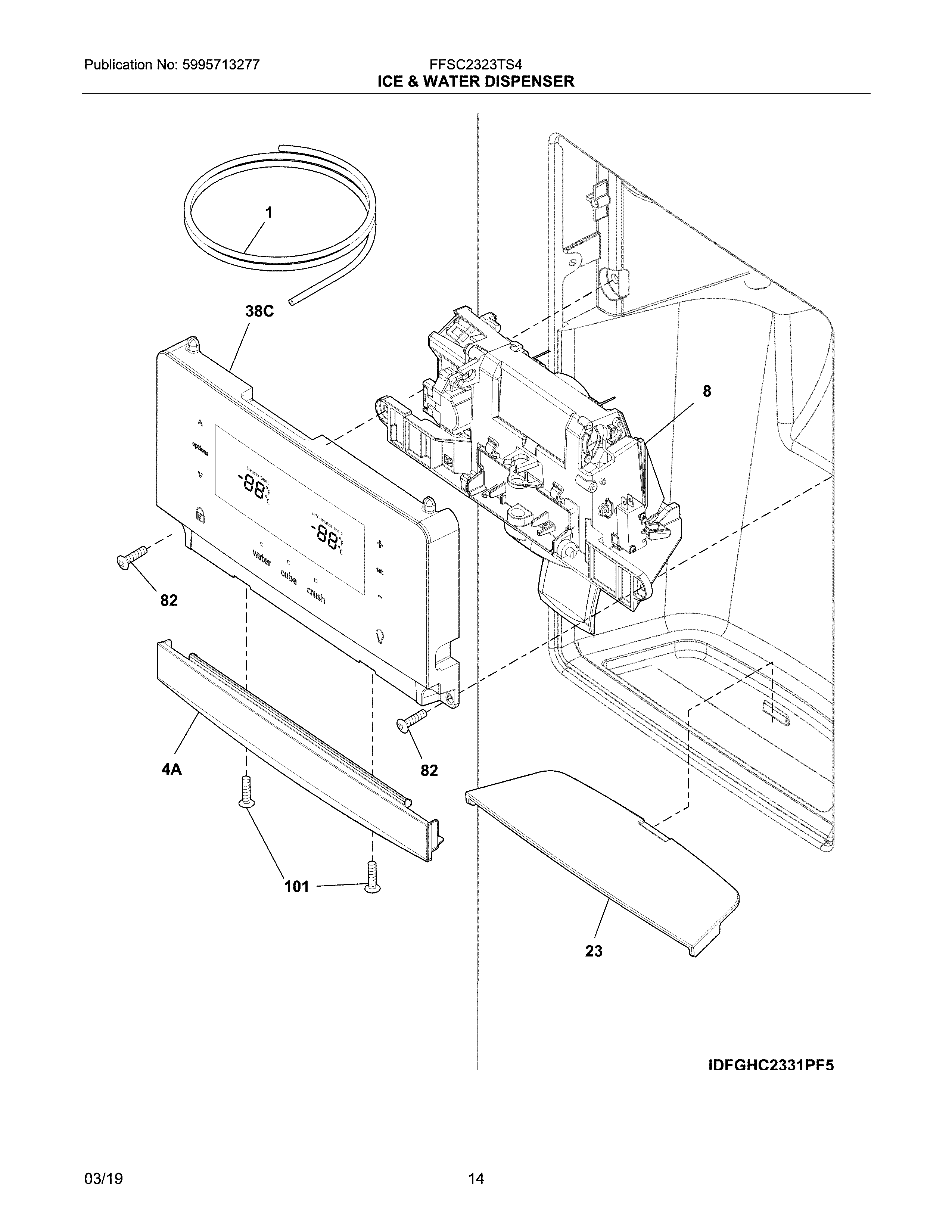 Frigidaire FFSC2323TS4 dispenser diagram
