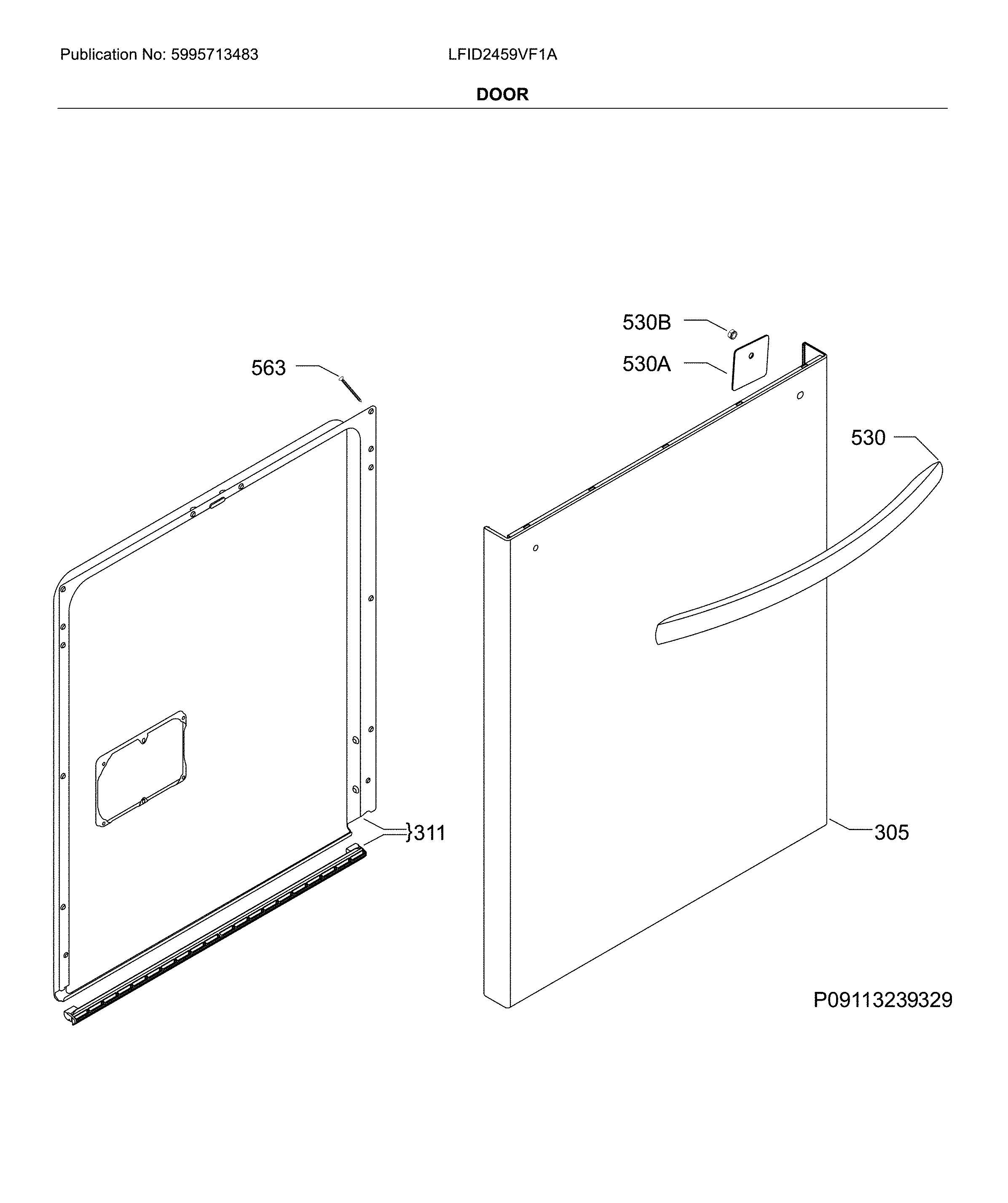 Frigidaire LFID2459VF1A door diagram