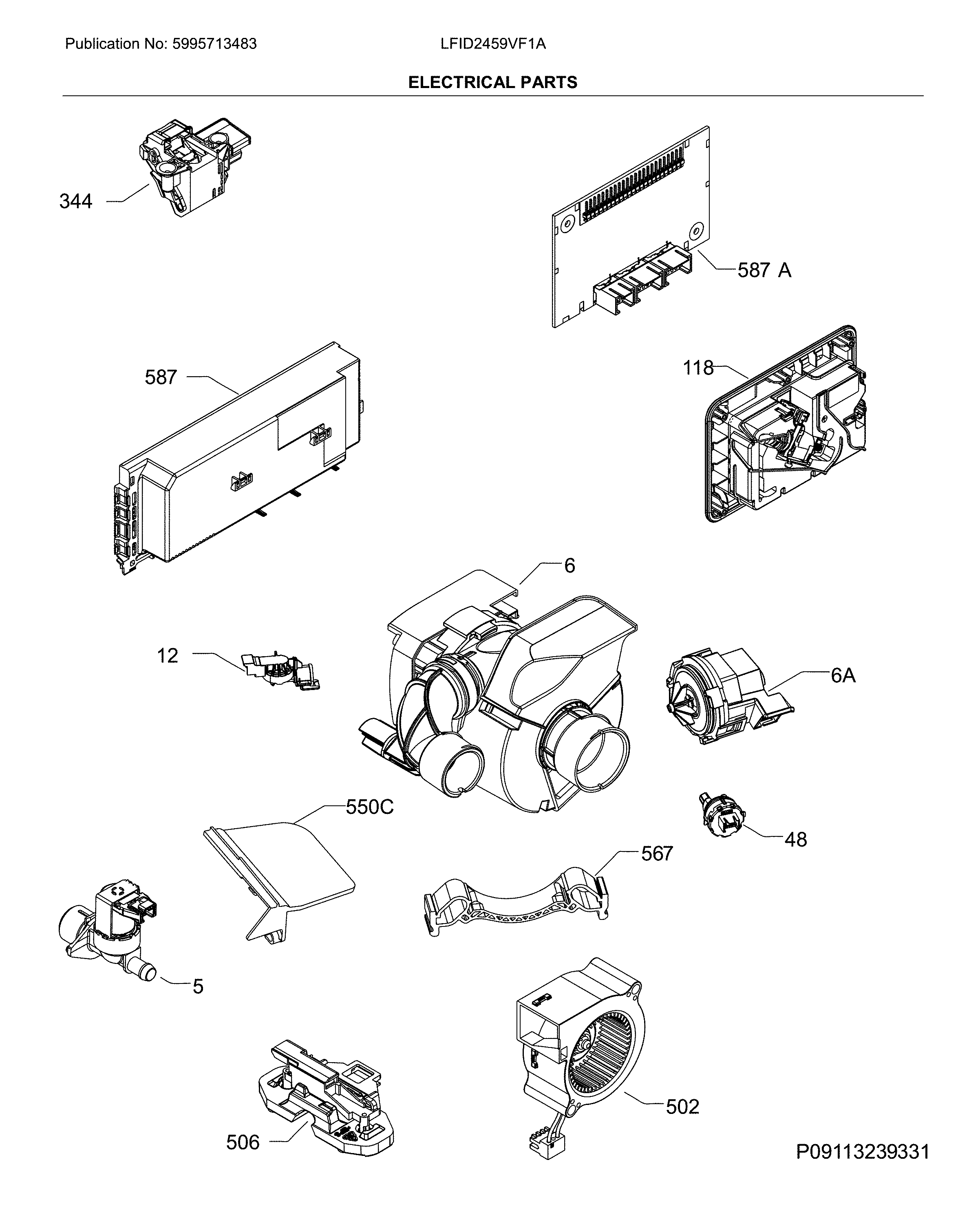 Frigidaire LFID2459VF1A electrical parts diagram