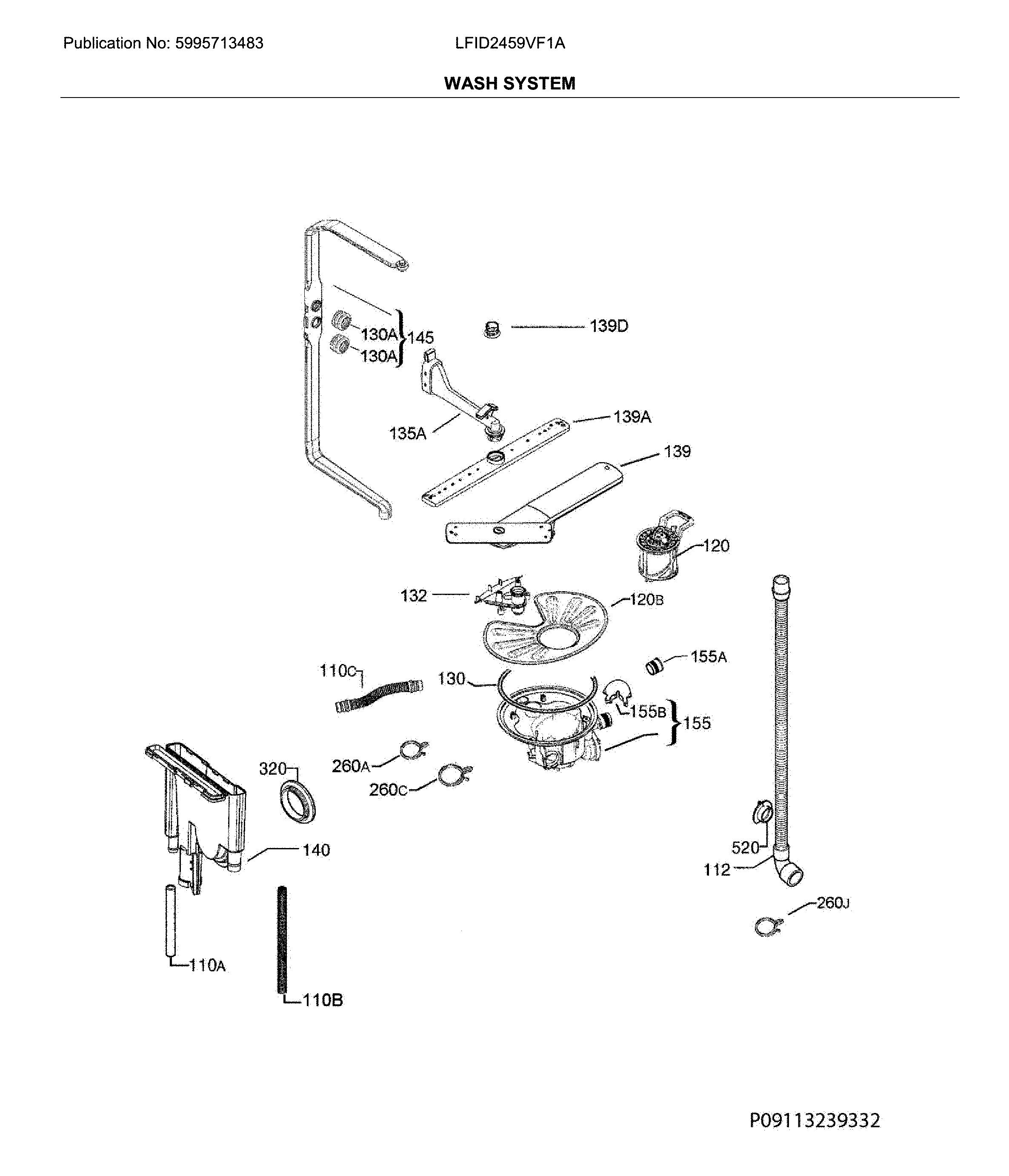 Frigidaire LFID2459VF1A wash system diagram
