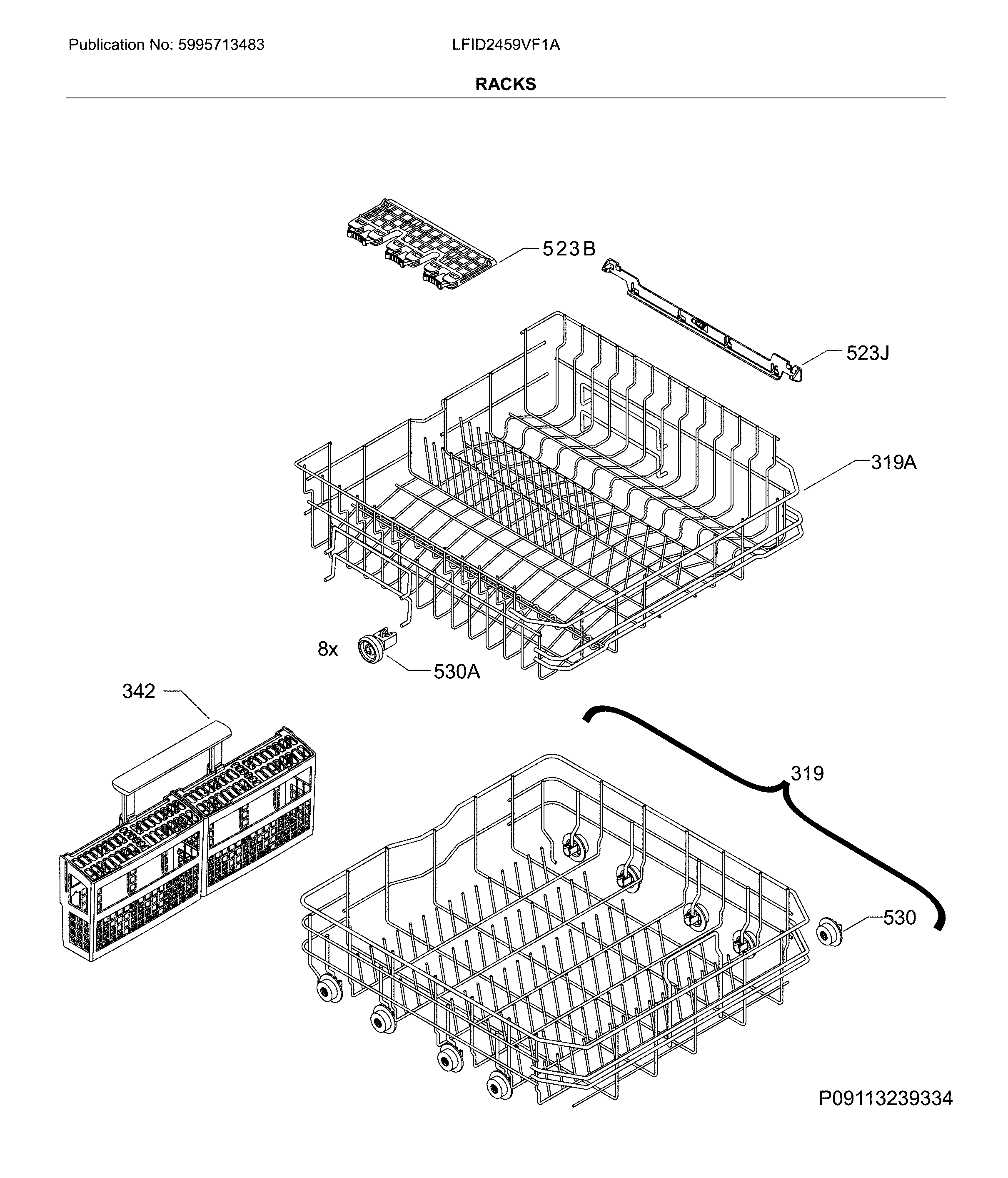 Frigidaire LFID2459VF1A racks diagram