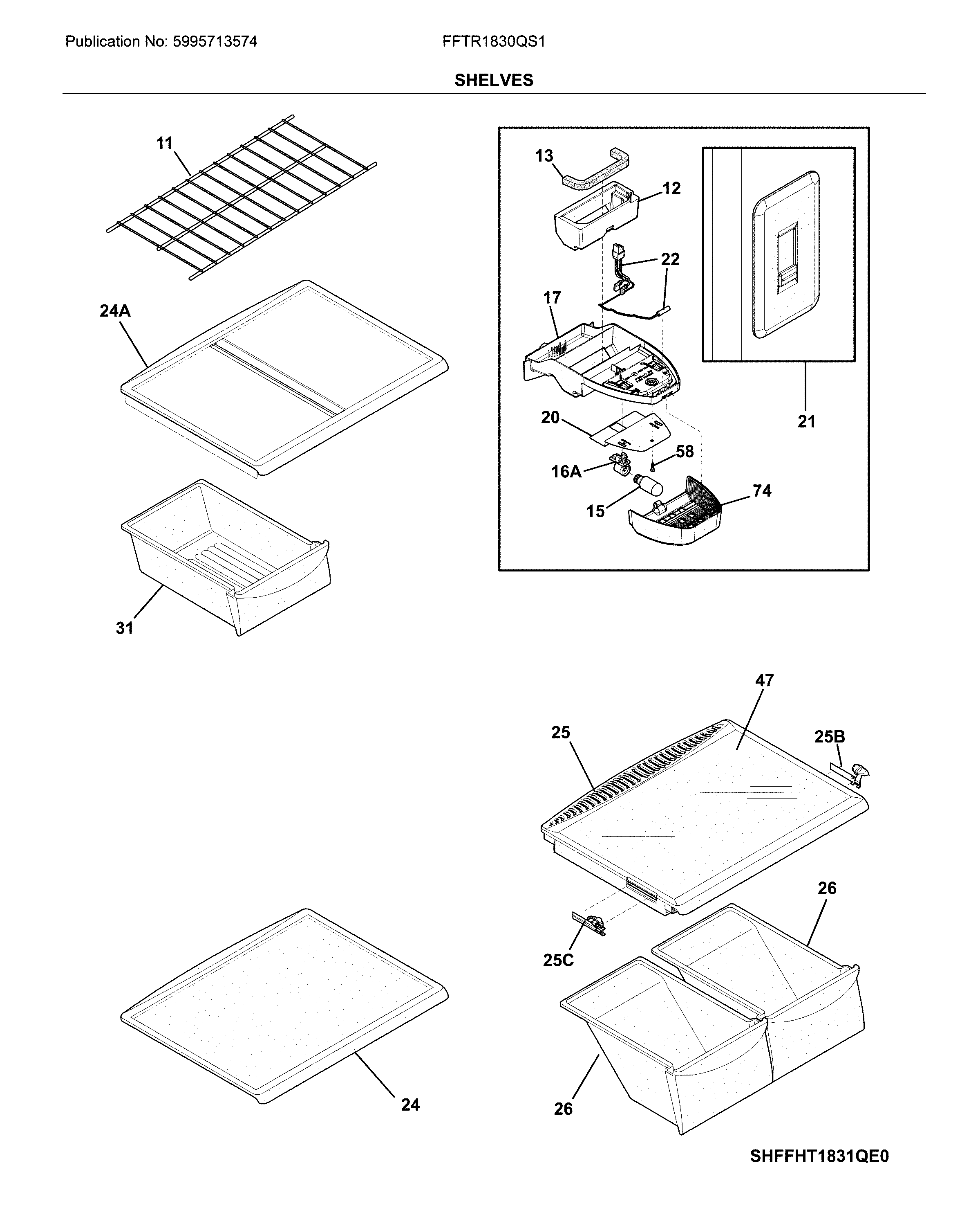 Frigidaire FFTR1830QS1 shelves diagram