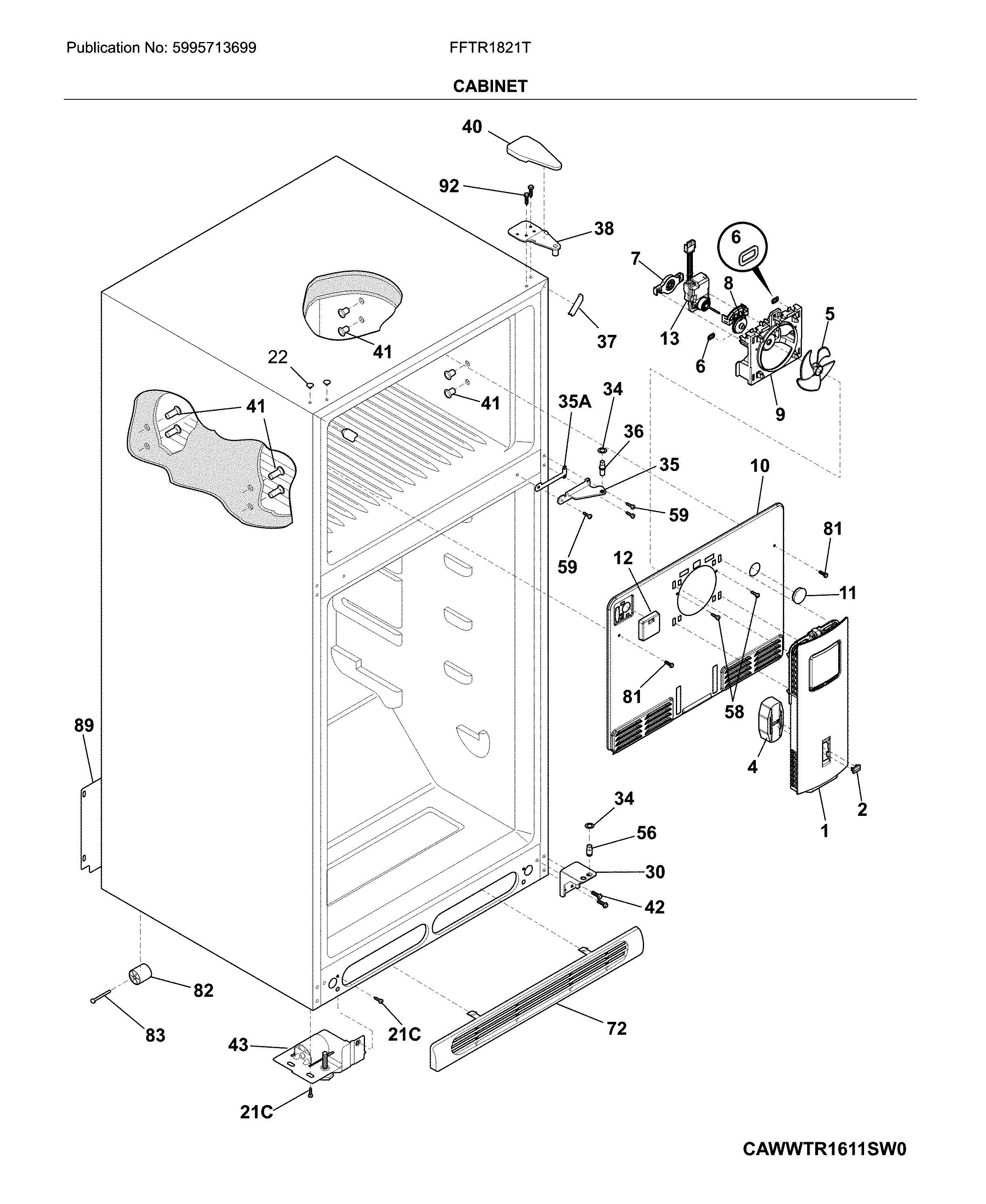 Frigidaire FFTR1821TB5 cabinet diagram