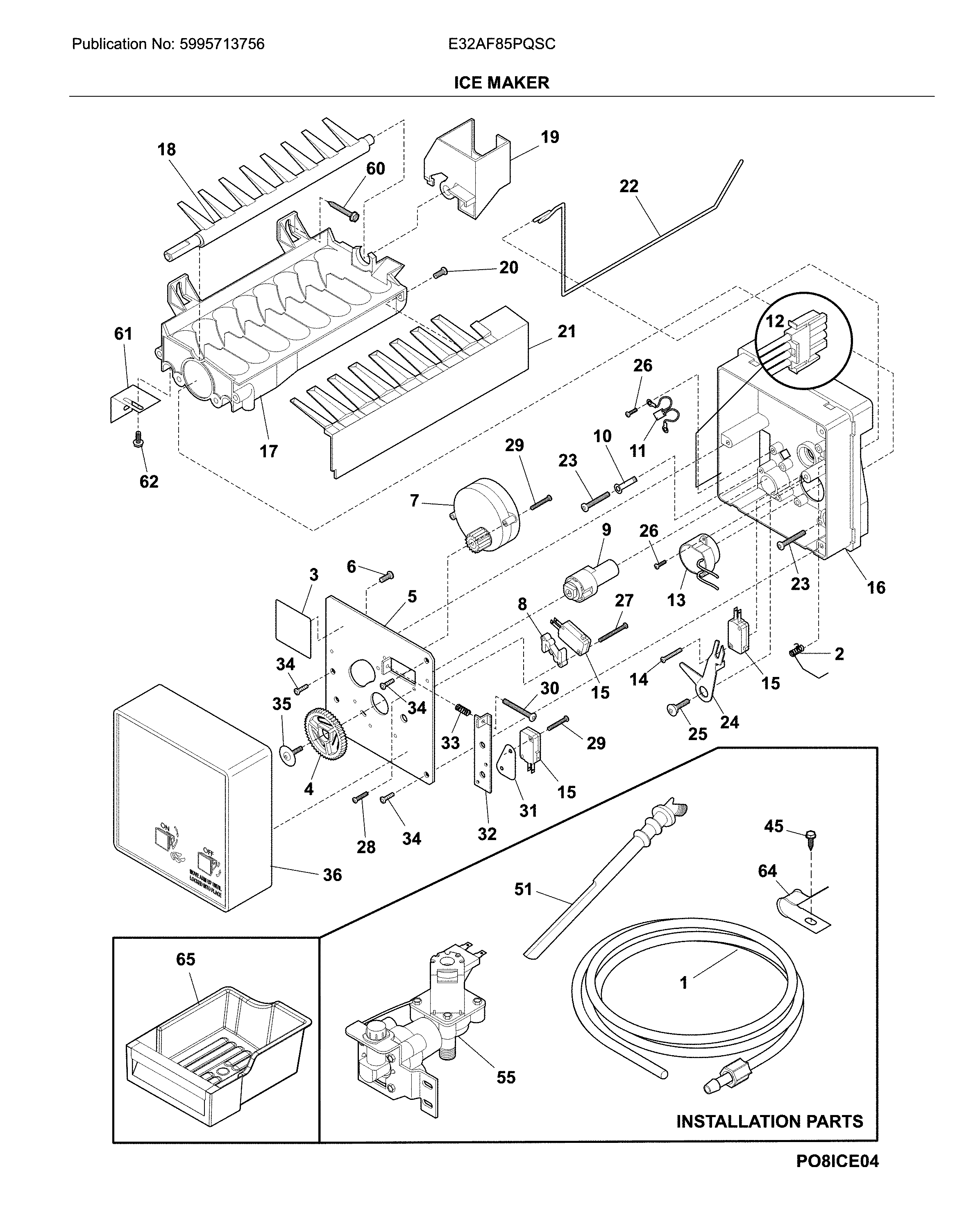 Electrolux E32AF85PQSC ice maker diagram